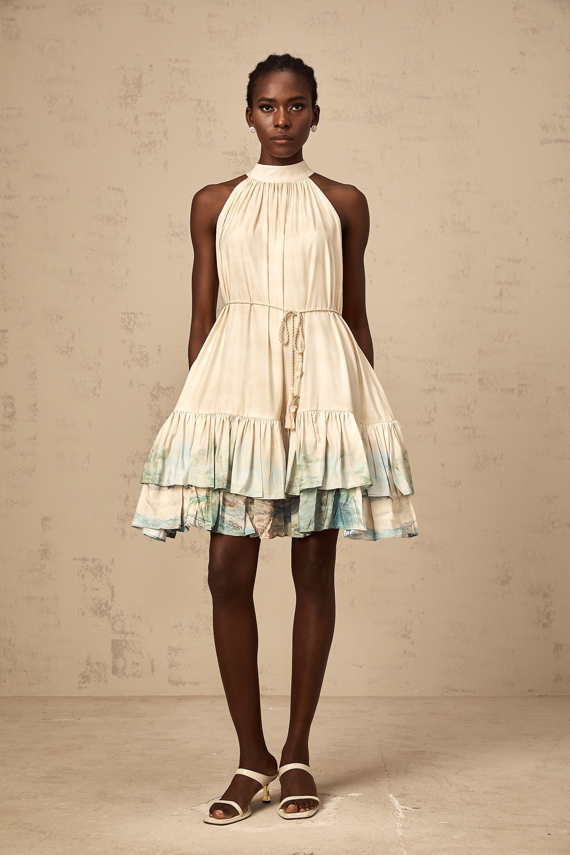 Delphine layered pattern-print mini dress