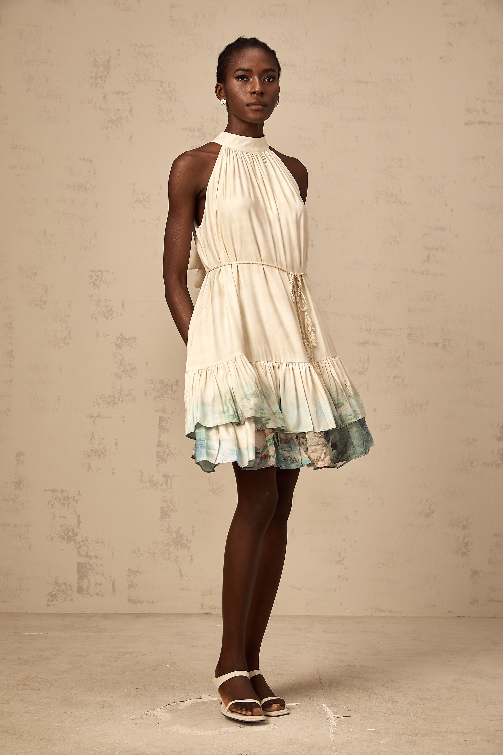 Delphine layered pattern-print mini dress