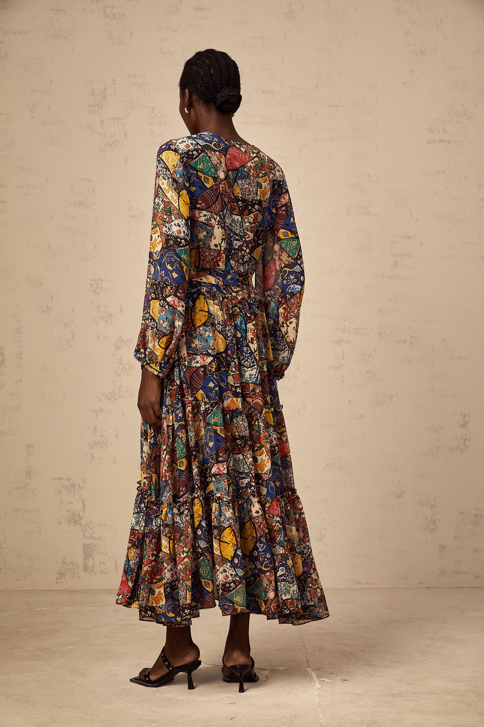 Diane brown bohemian shirring midi dress