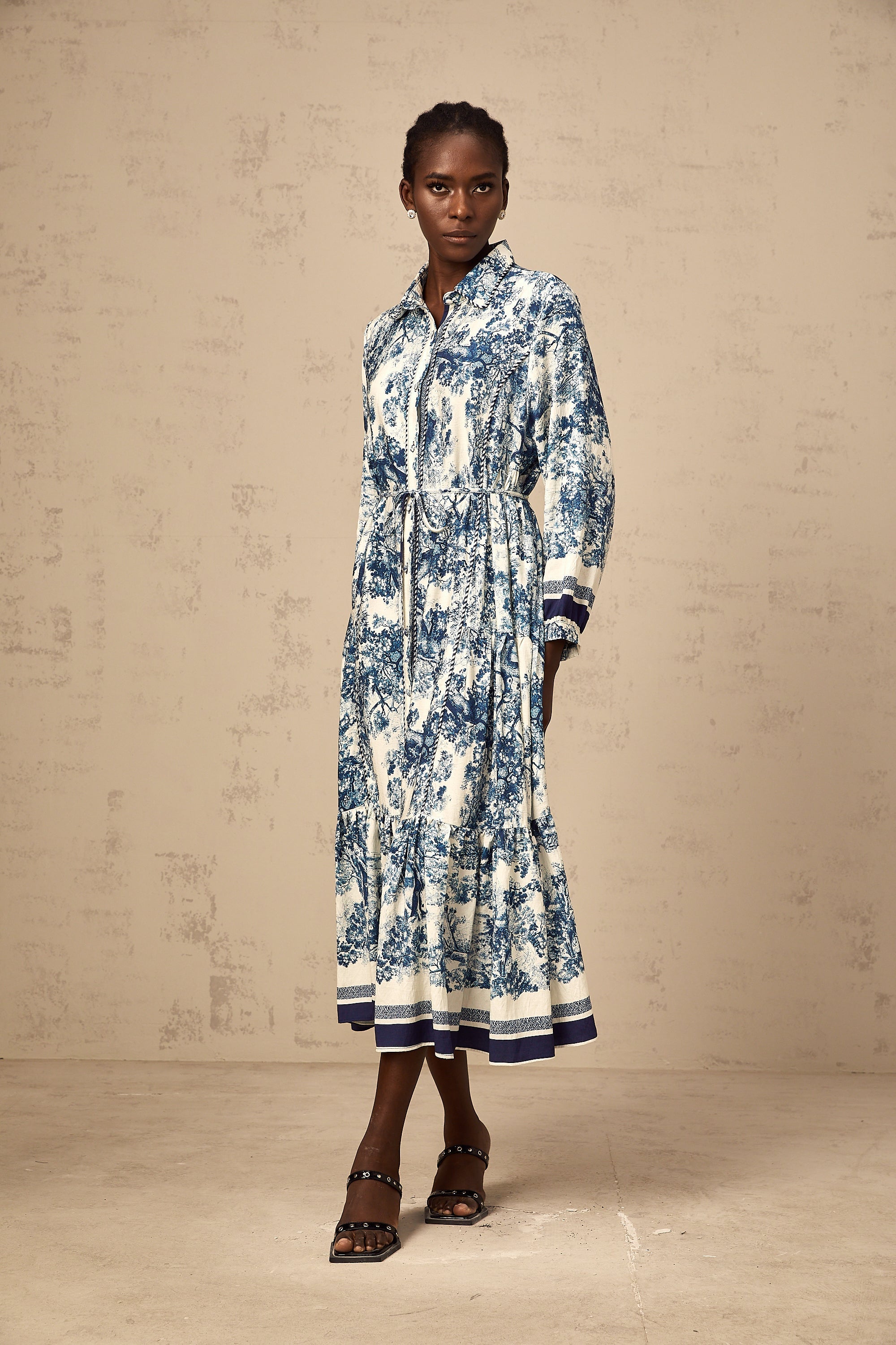 Adélaïde graphic-print midi dress in Blue (Final Sale-US Only)