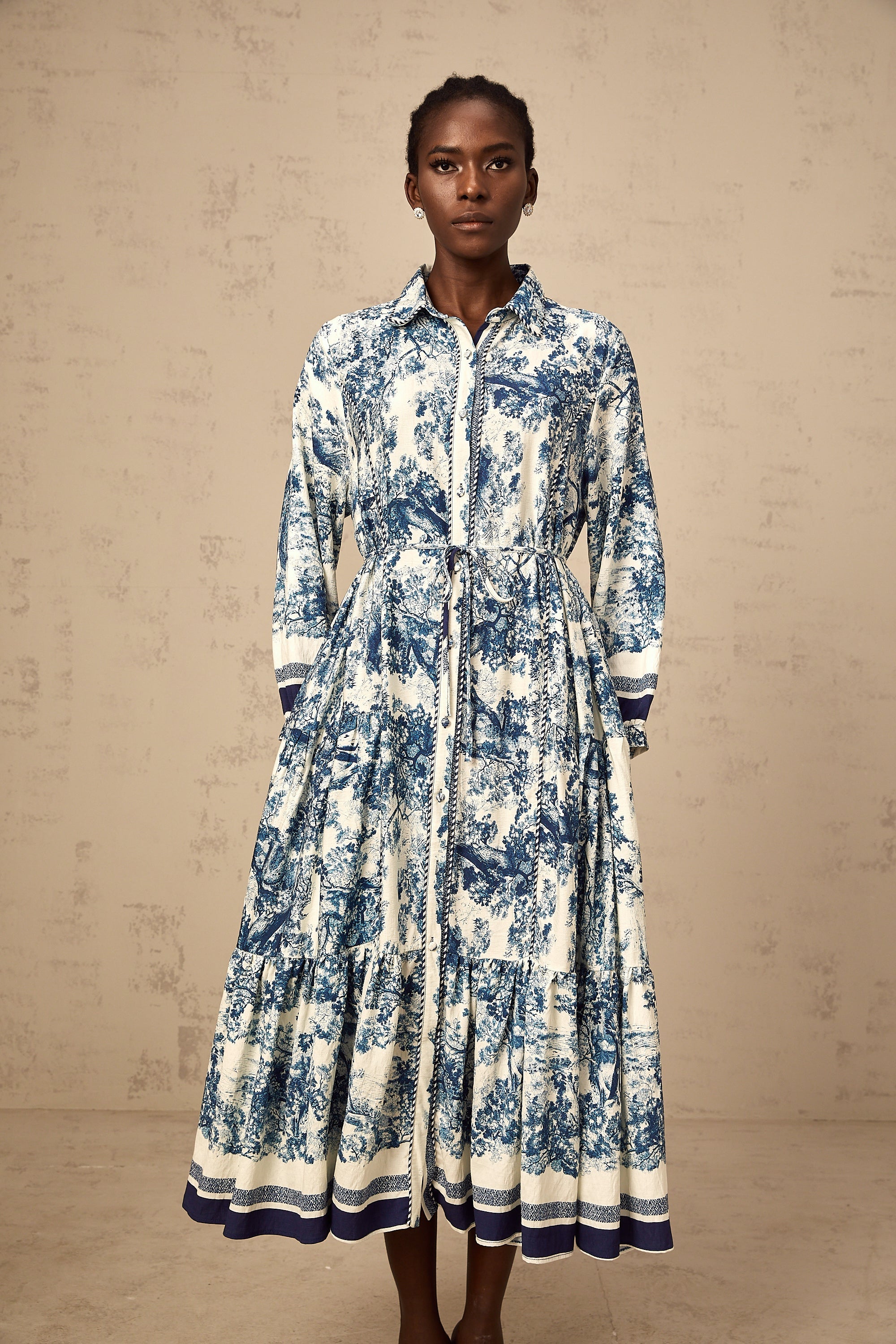 Adélaïde graphic-print midi dress in Blue (Final Sale-US Only)