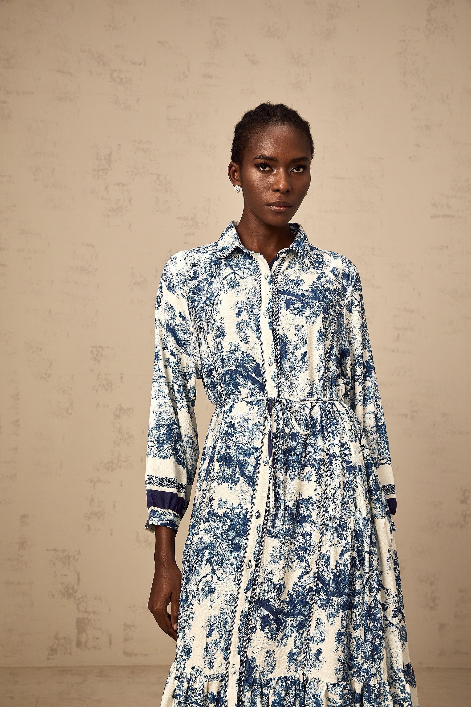 Adélaïde graphic-print midi dress in Blue (Final Sale-US Only)