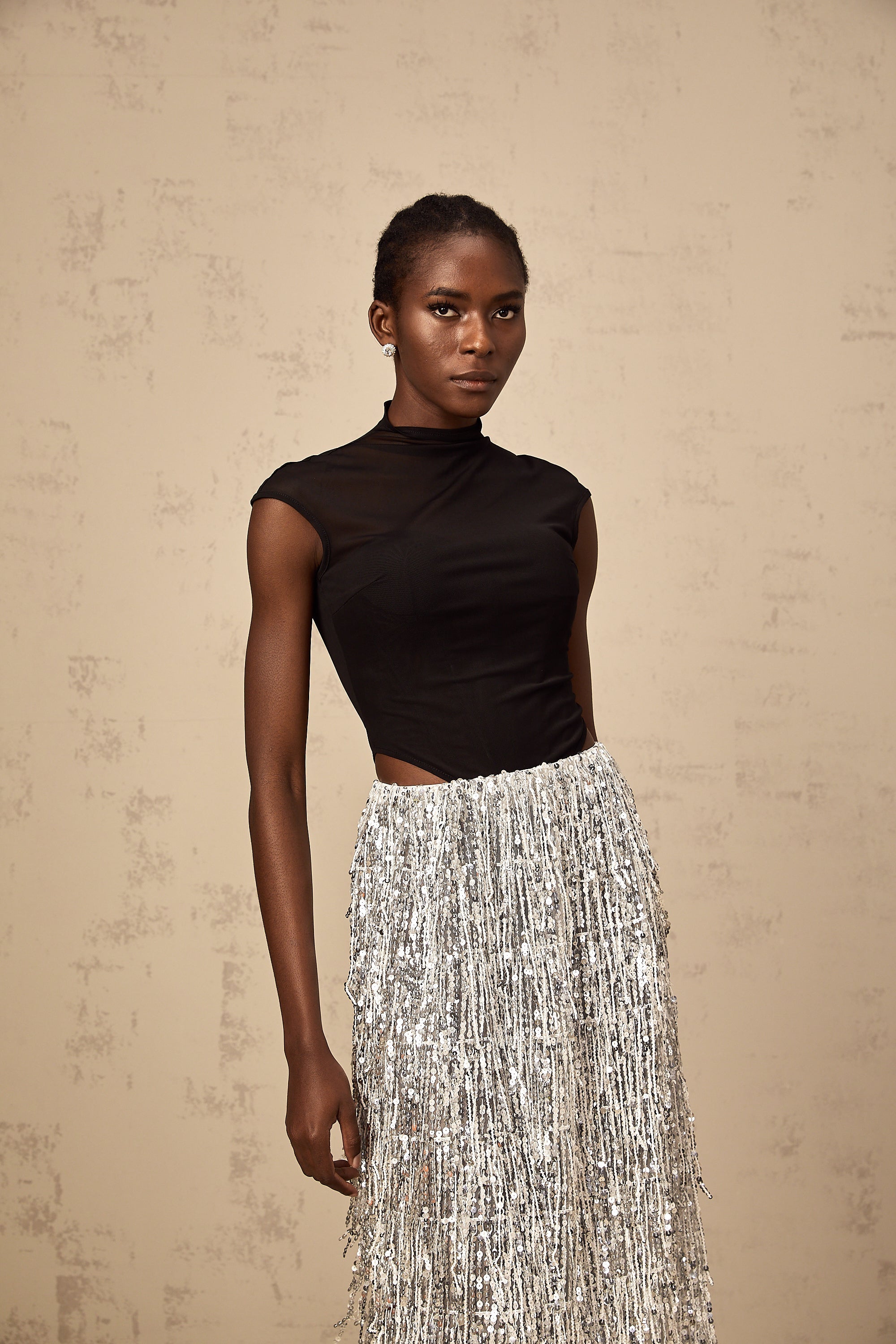 Virginie two-tone corset-style top & skirt matching set