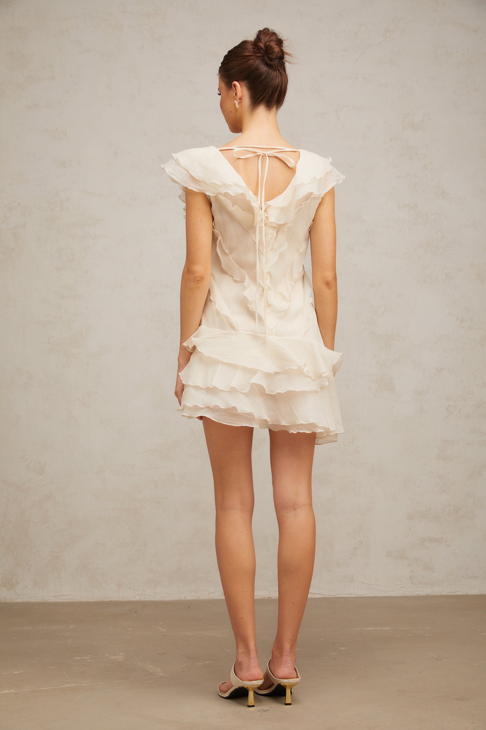 Hélène faux-flower layered ruffled mini dress (Final Sale-US Only)