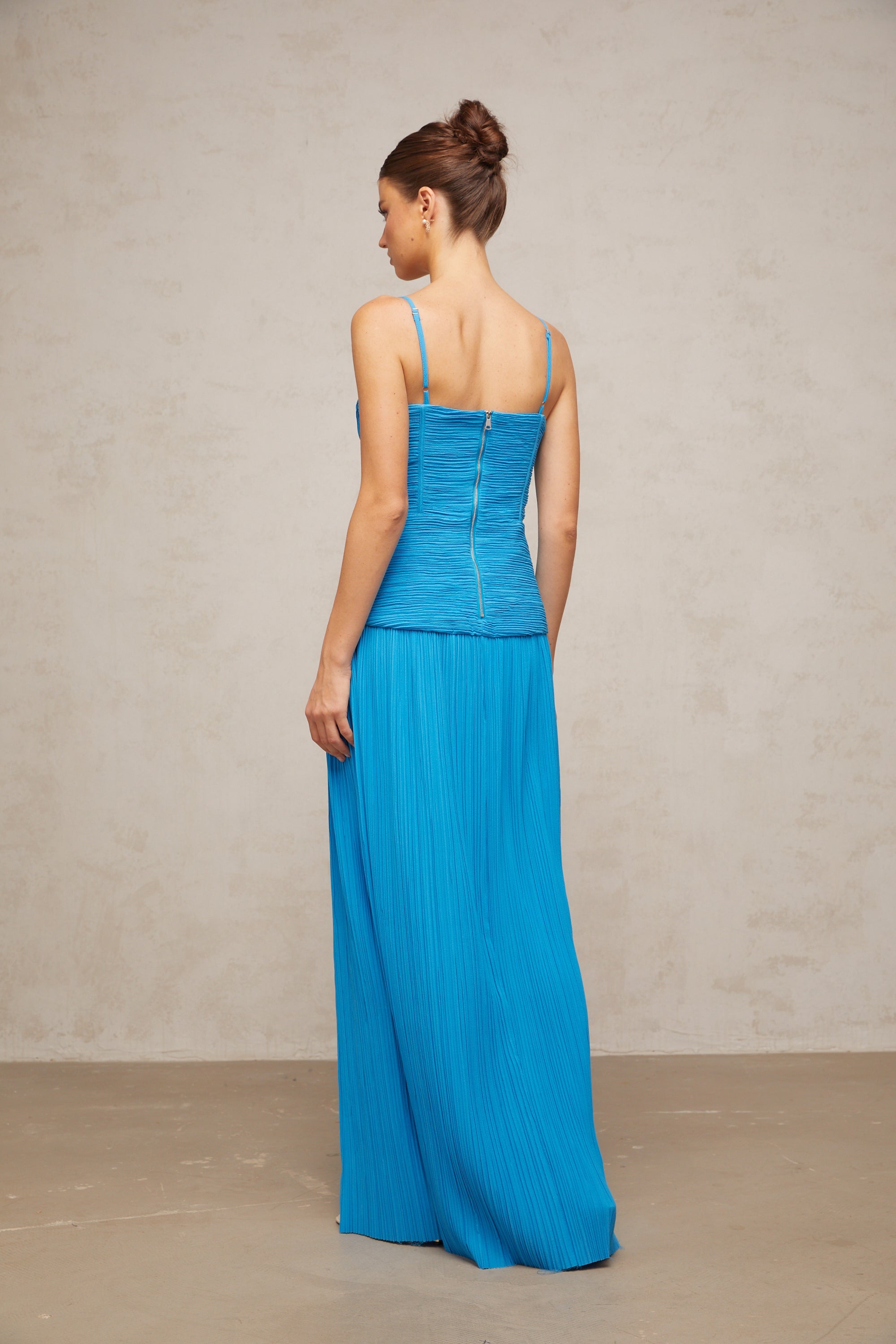 Félicie side-slit pleated maxi dress in Blue (Final Sale-US Only)