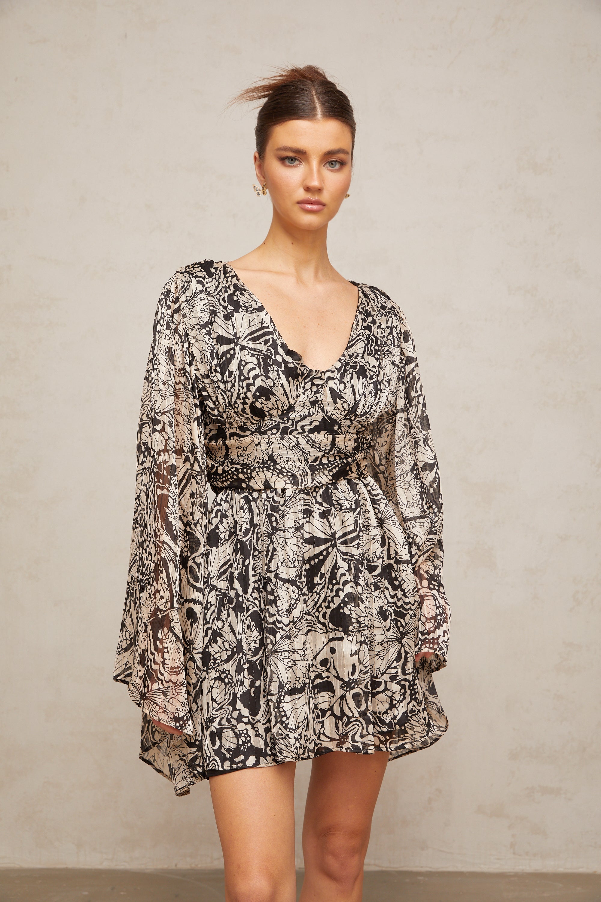 Perrine pattern-print V-neck mini dress