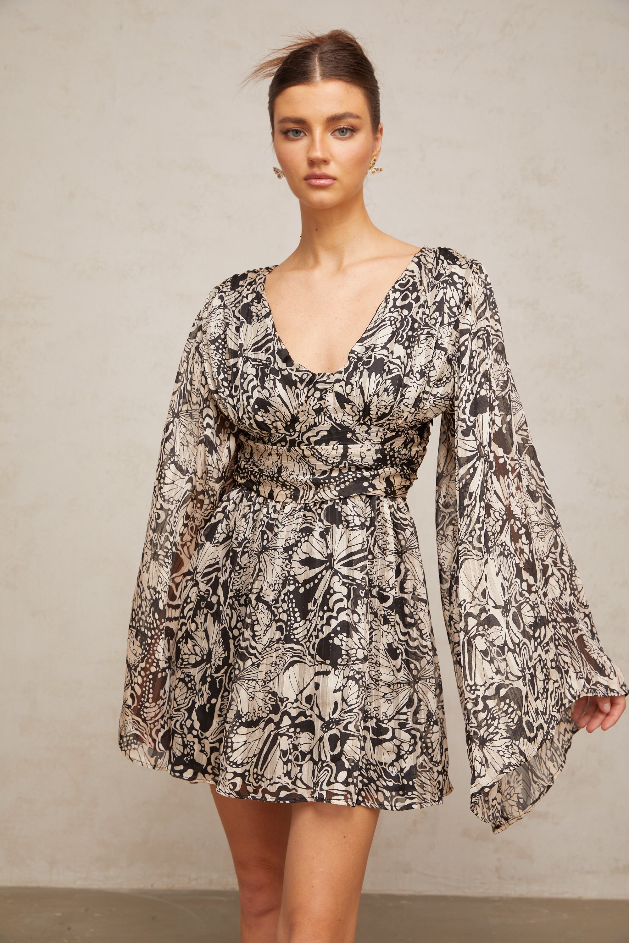 Perrine pattern-print V-neck mini dress