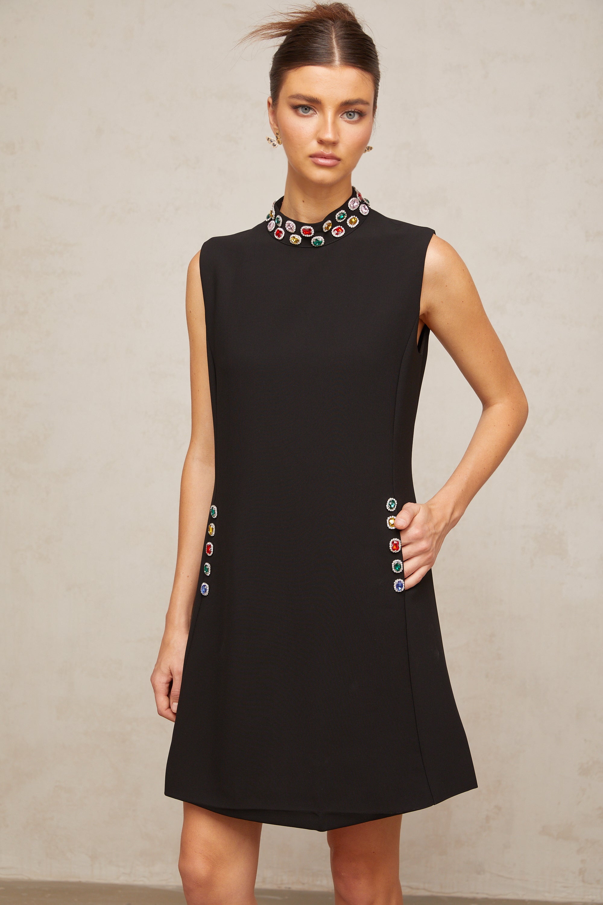Xanthe crystal-embellished sleeveless mini dress