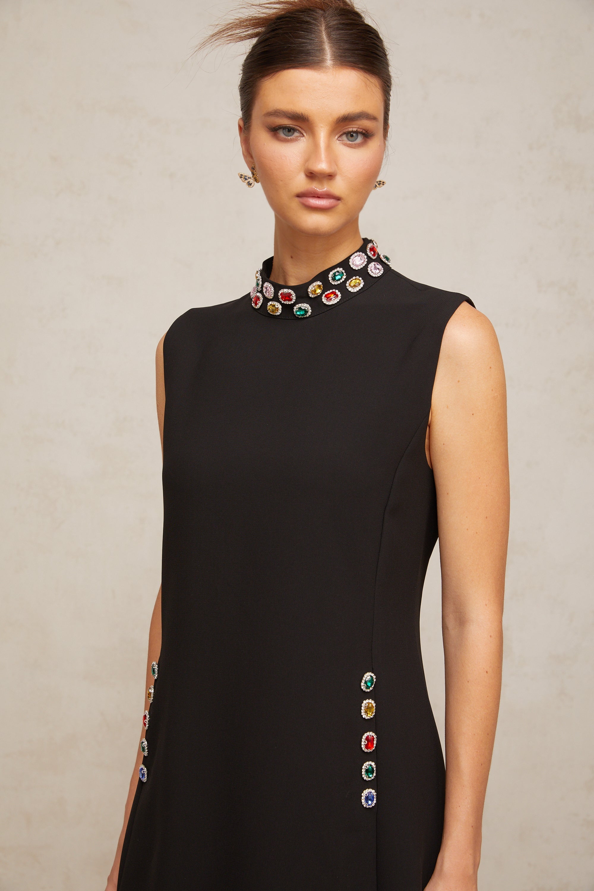 Xanthe crystal-embellished sleeveless mini dress