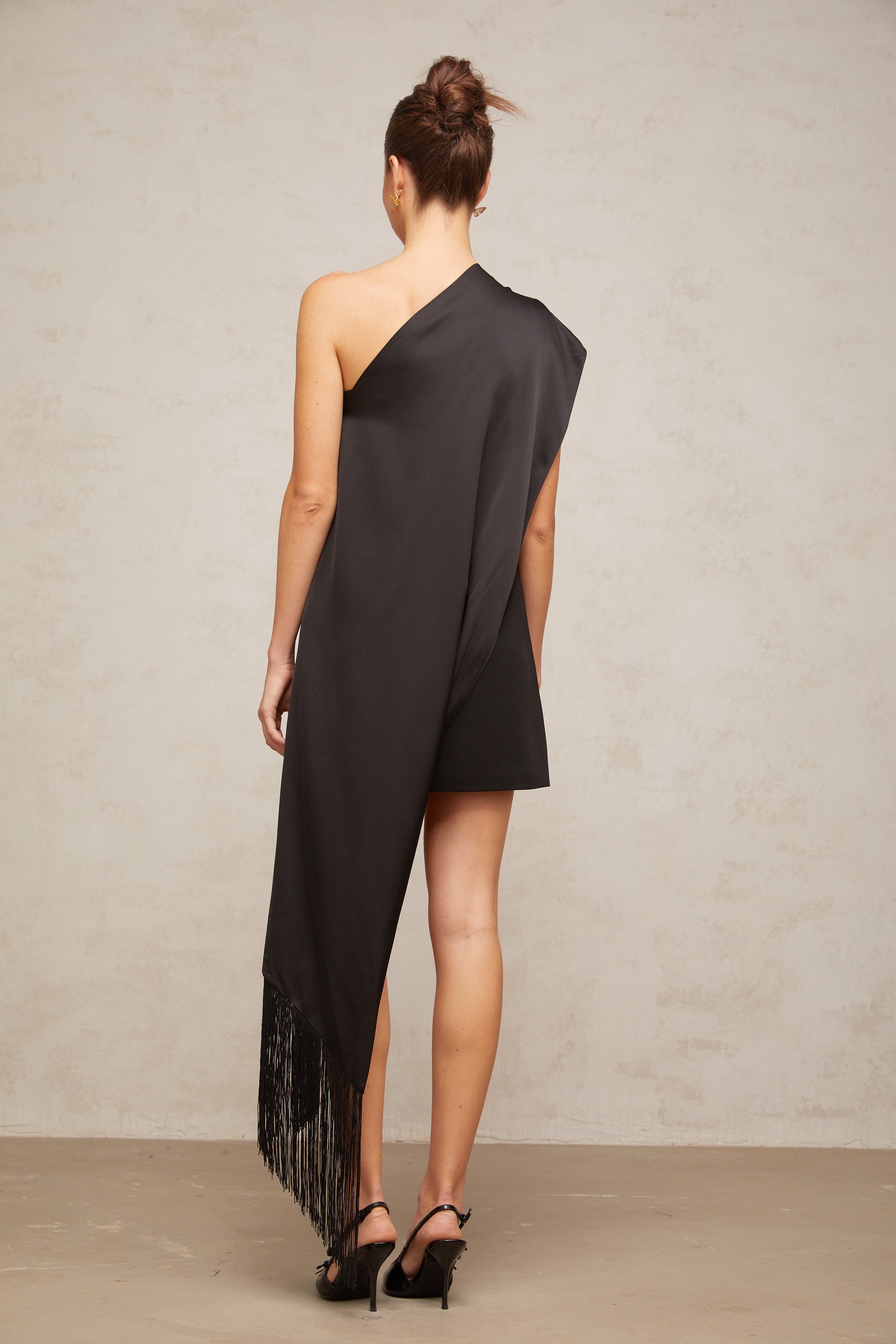 Valentine black one-shoulder mini dress (Final Sale-US Only)