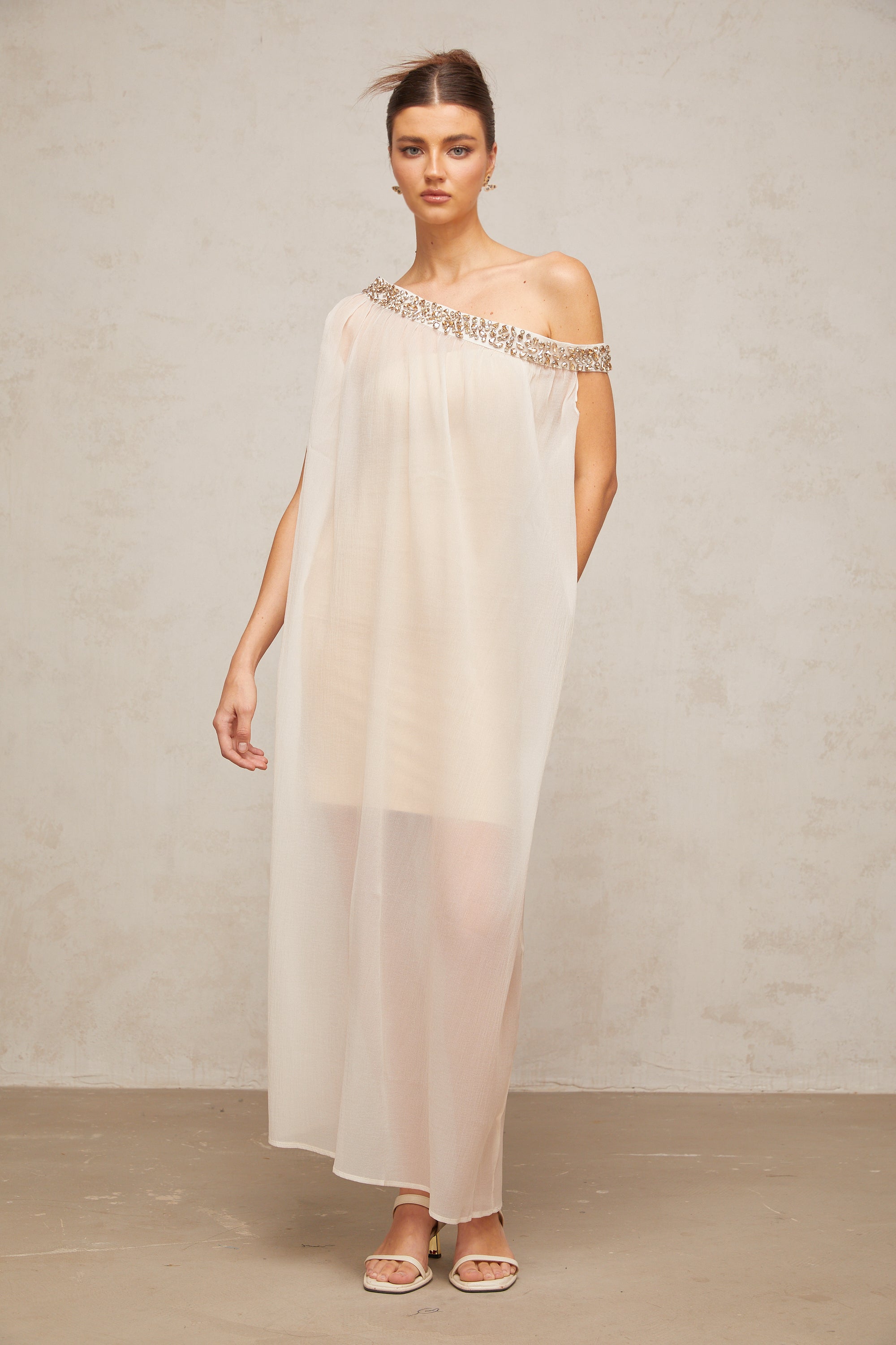 Austen crystal-embellished semi-sheer midi dress
