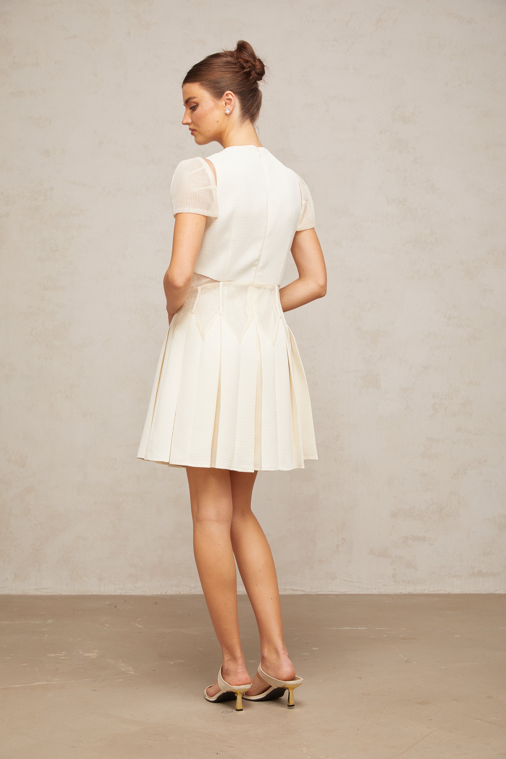 Maelle white flower-embroidered mini dress