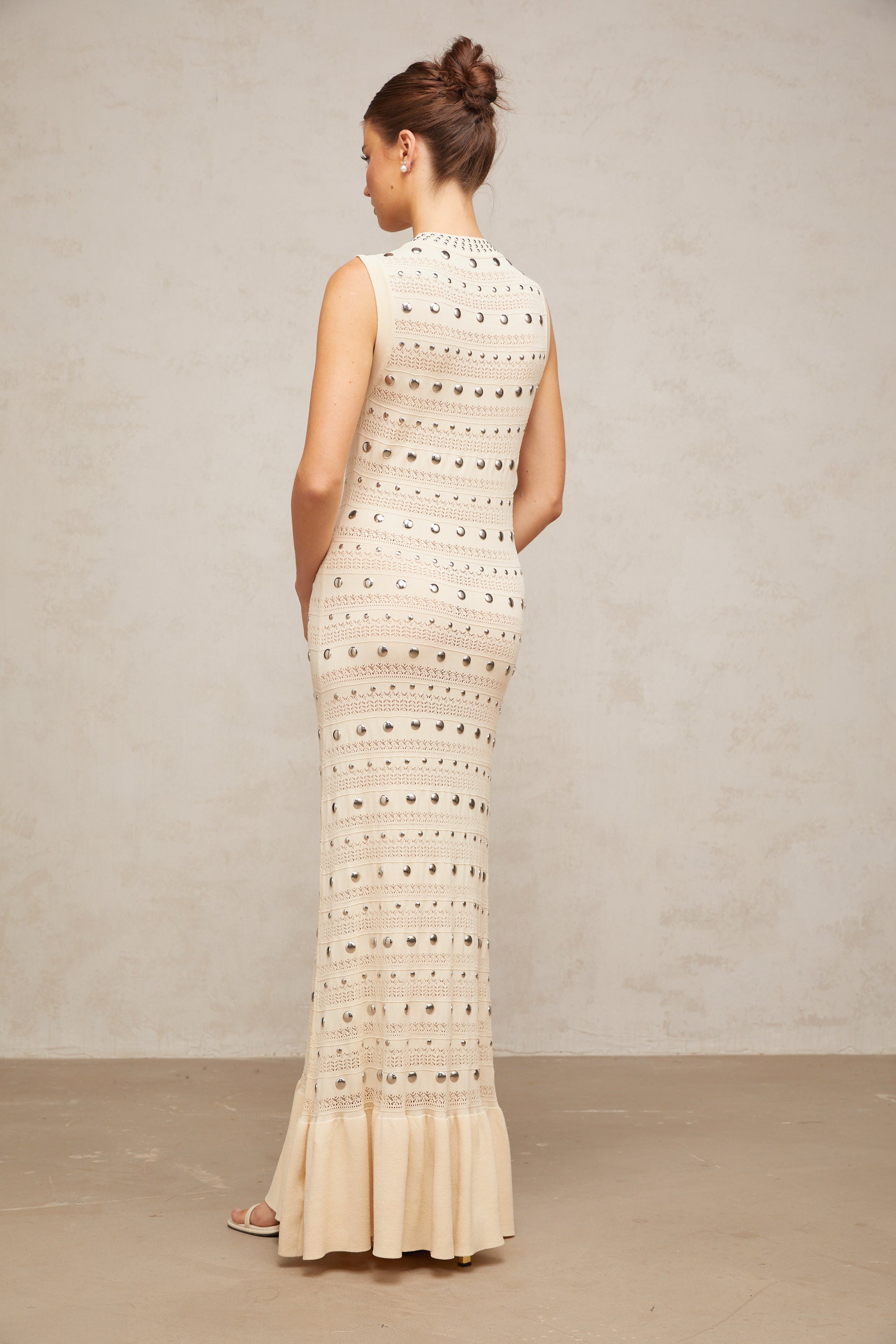 Chloé studded crochet-knit maxi dress in Neutrals (Final Sale)