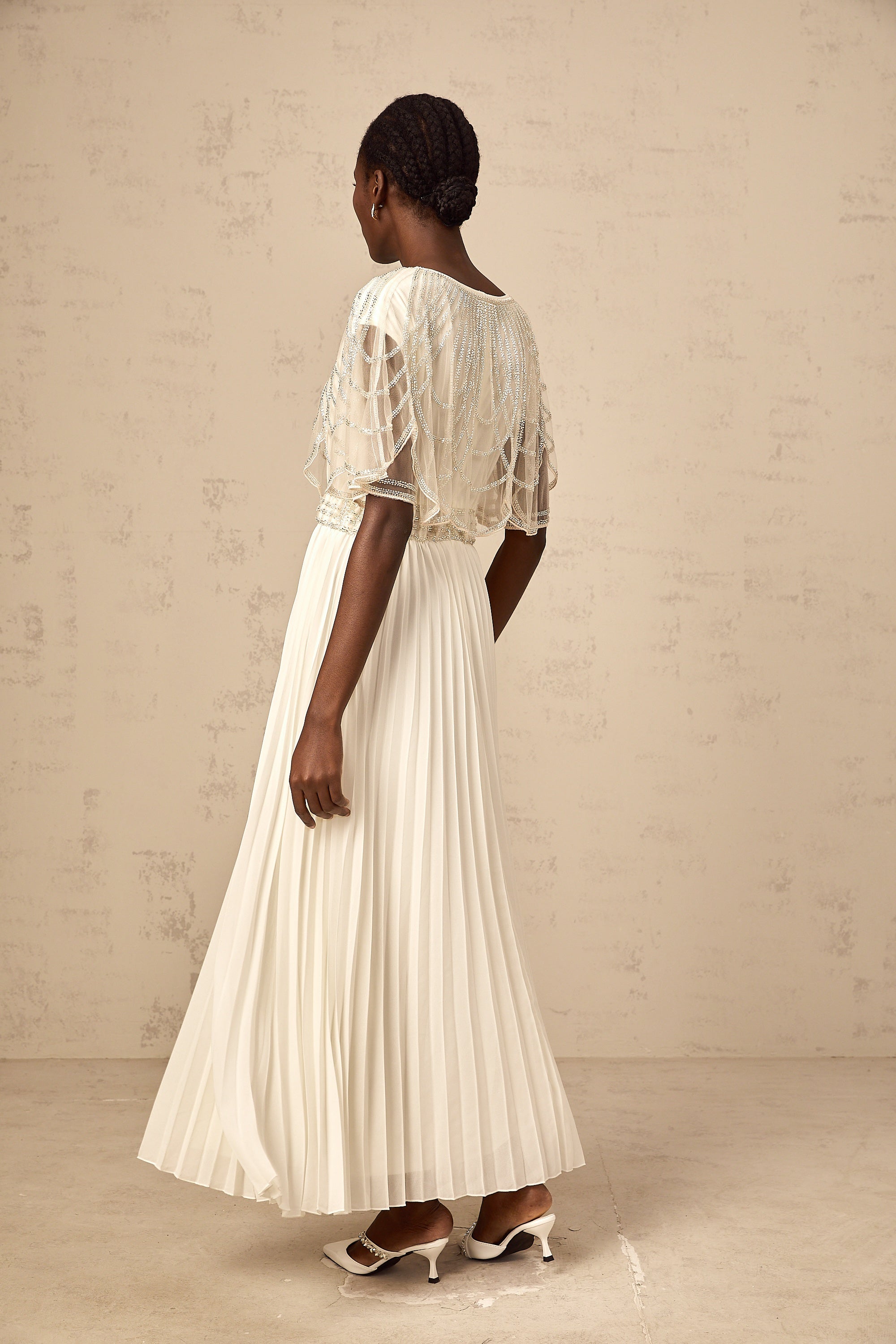 Xénia white crystal-embellished pleated maxi dress (Final Sale-US Only)