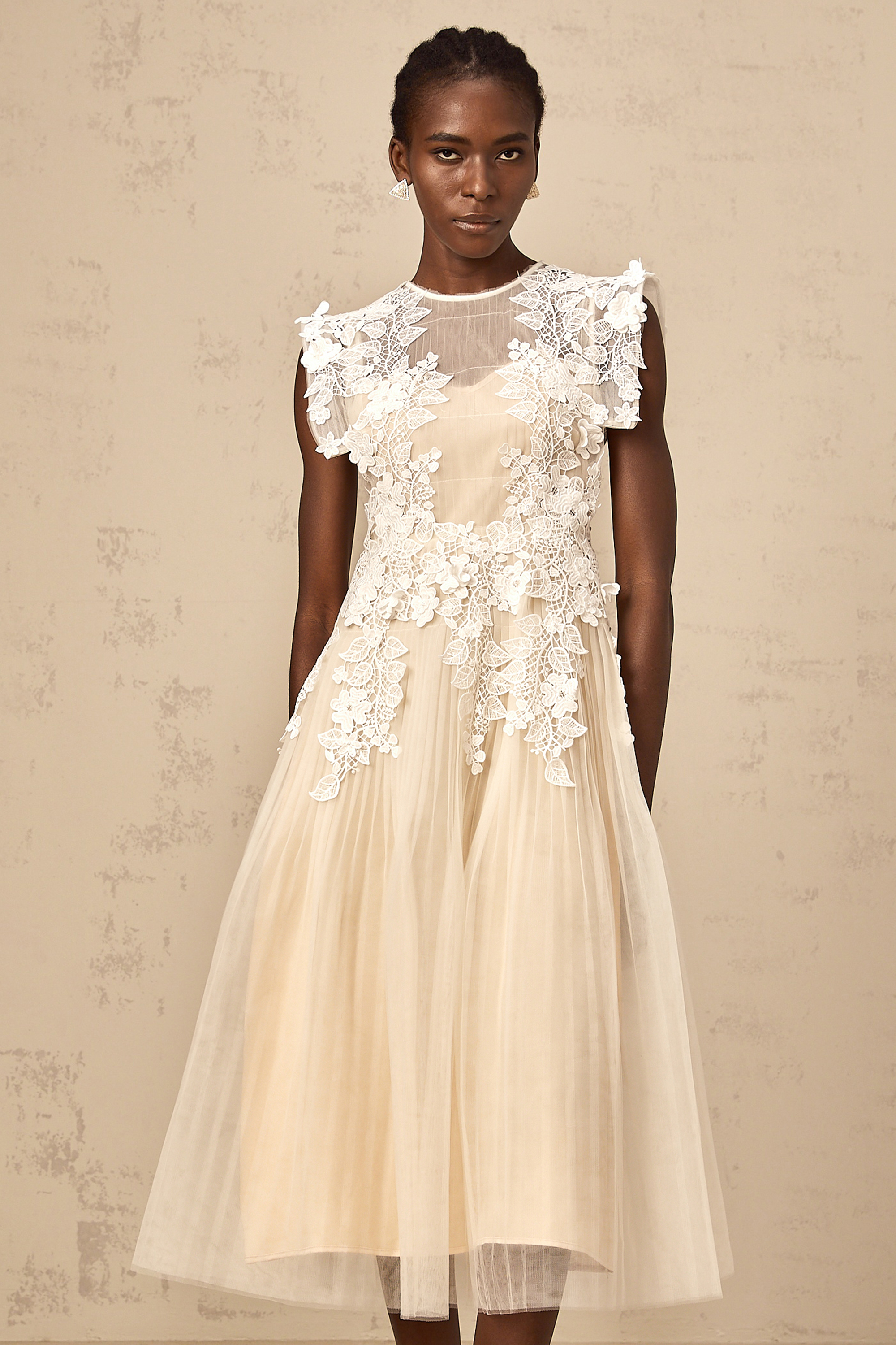 Annabelle Flower-appliqué Tulle Midi Dress (Final Sale-US Only)