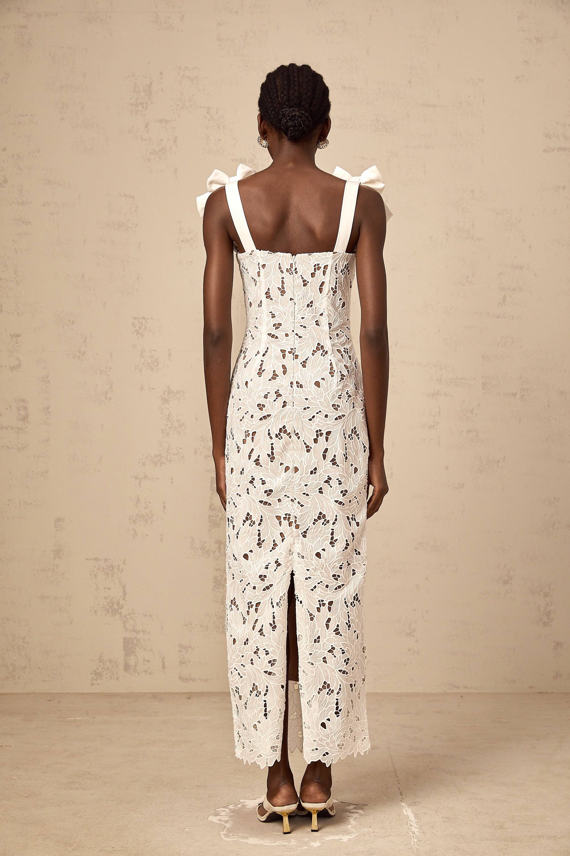 Eloise floral embroidered maxi dress in White
