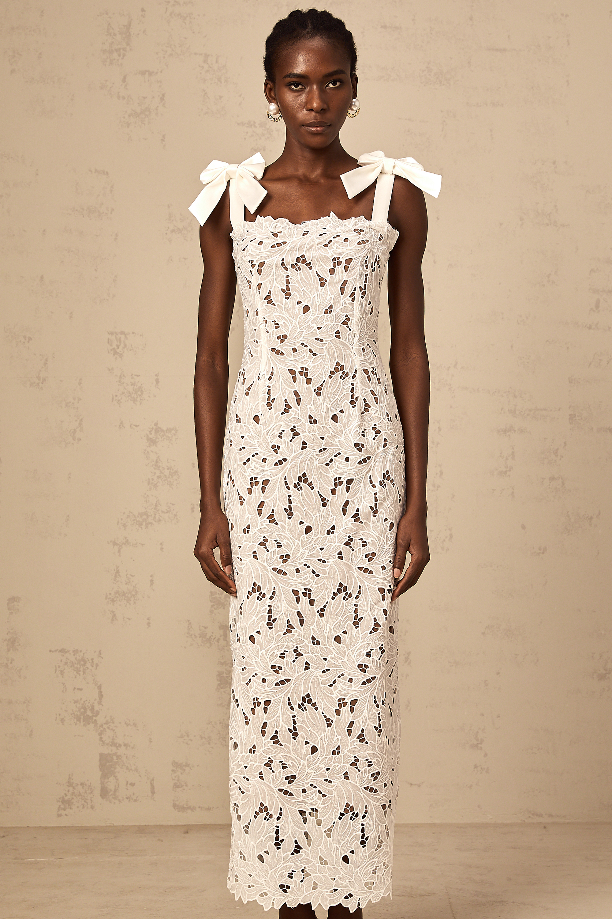 Eloise floral embroidered maxi dress in White