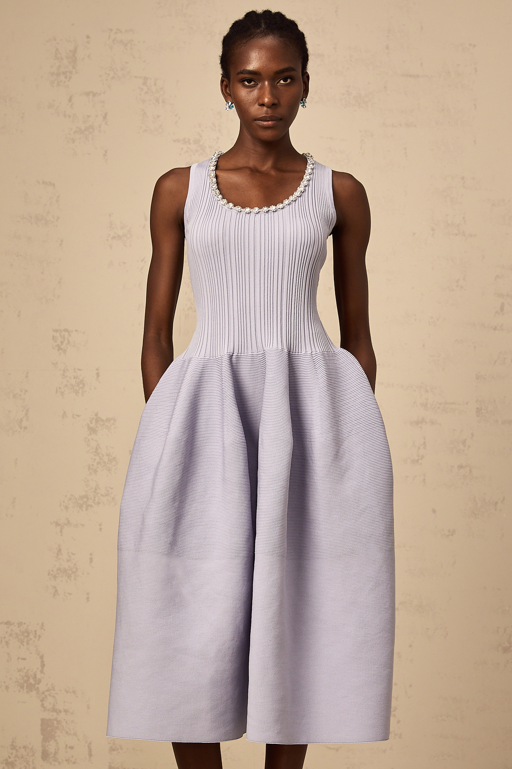 Aïda purple embellished ribbed-knit midi dress (Final Sale-US Only)