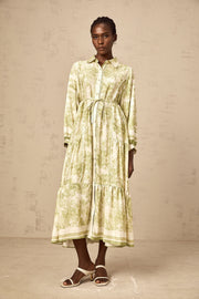Adélaïde graphic-print midi dress in Green