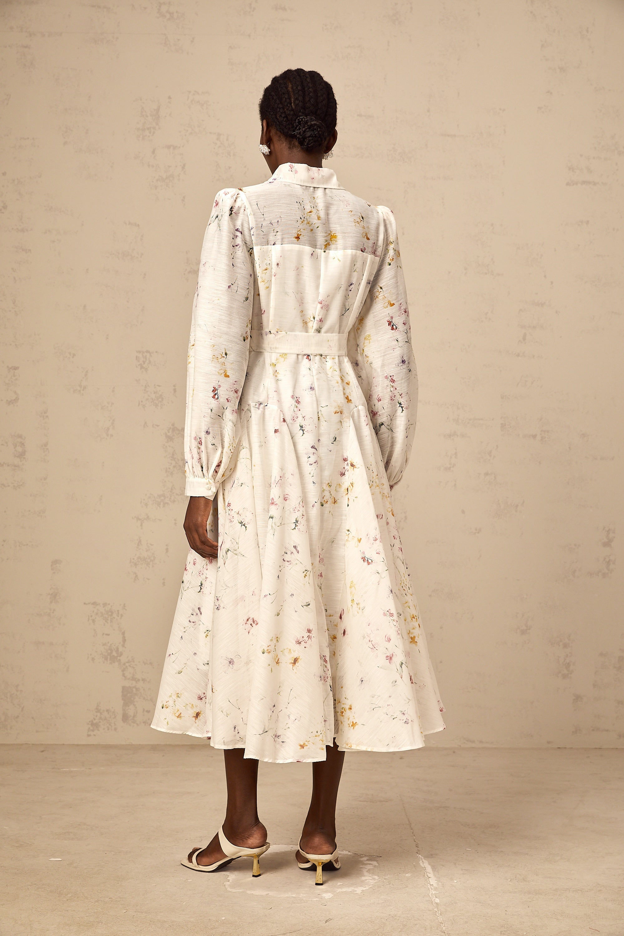Zoé white floral-print tied midi dress
