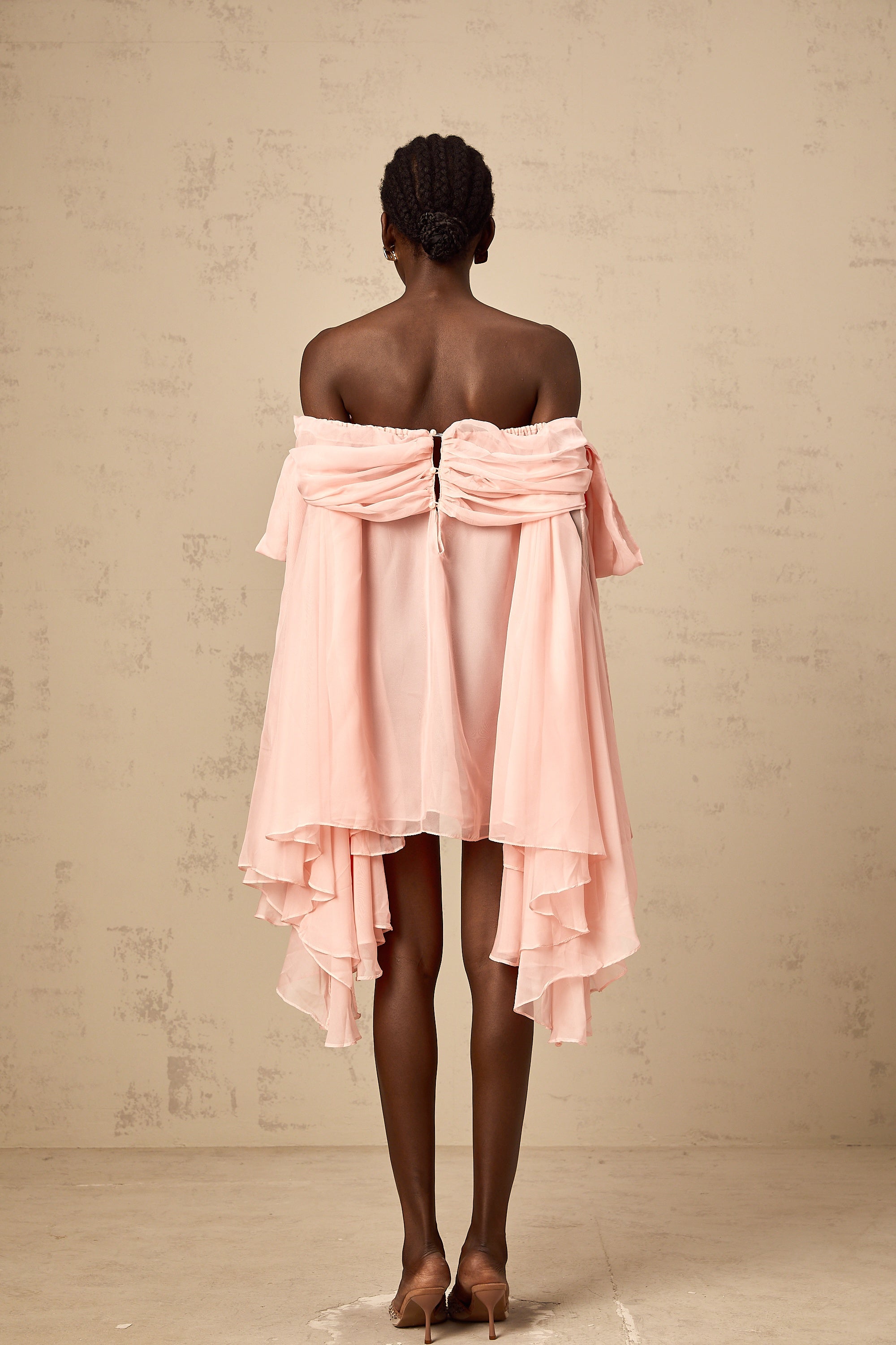 Avril pink bow draped slip mini dress (Final Sale)