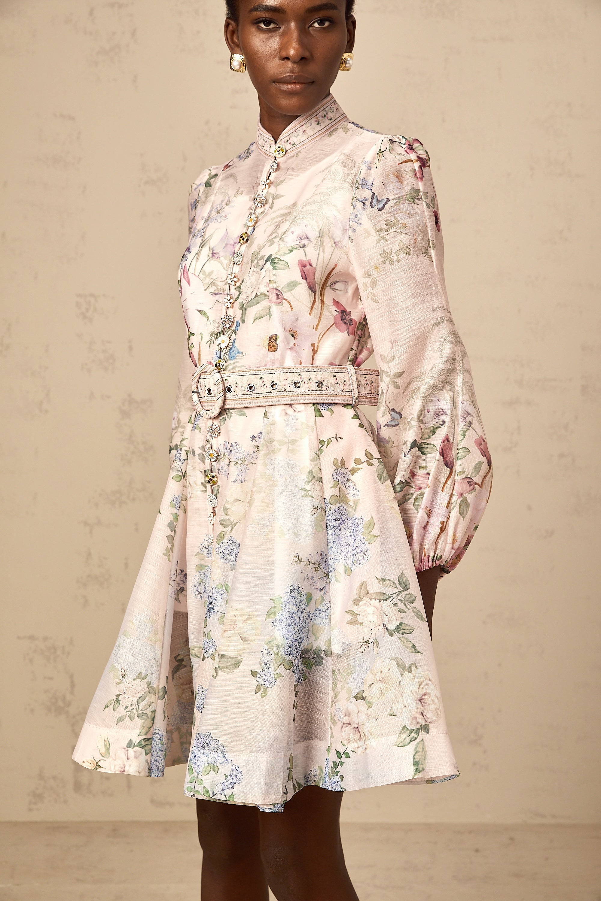 Fabienne light-pink floral-print mini dress (Final Sale-US Only)