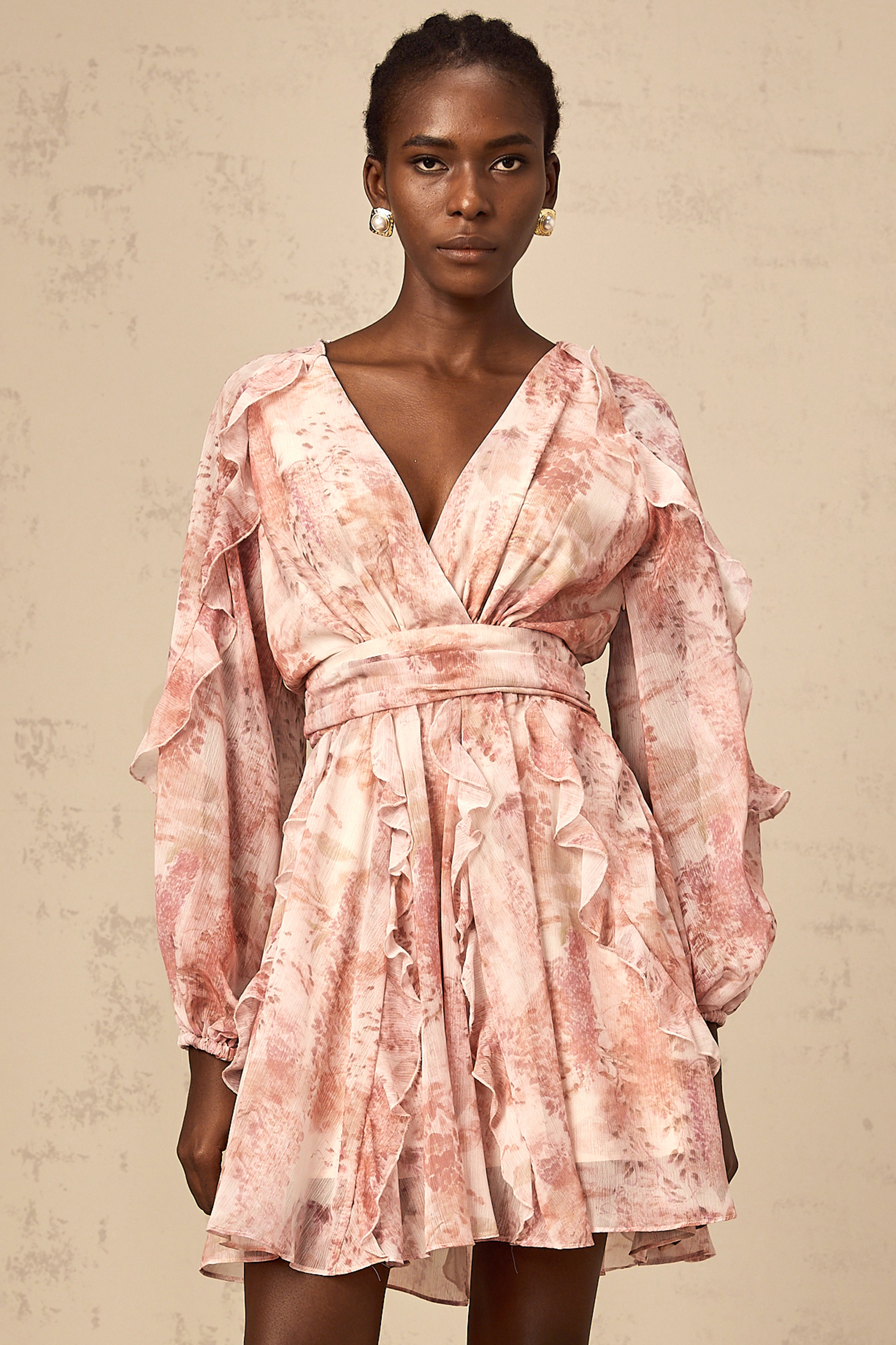 Yolande pink floral-print ruffled mini dress (Final Sale-US Only)