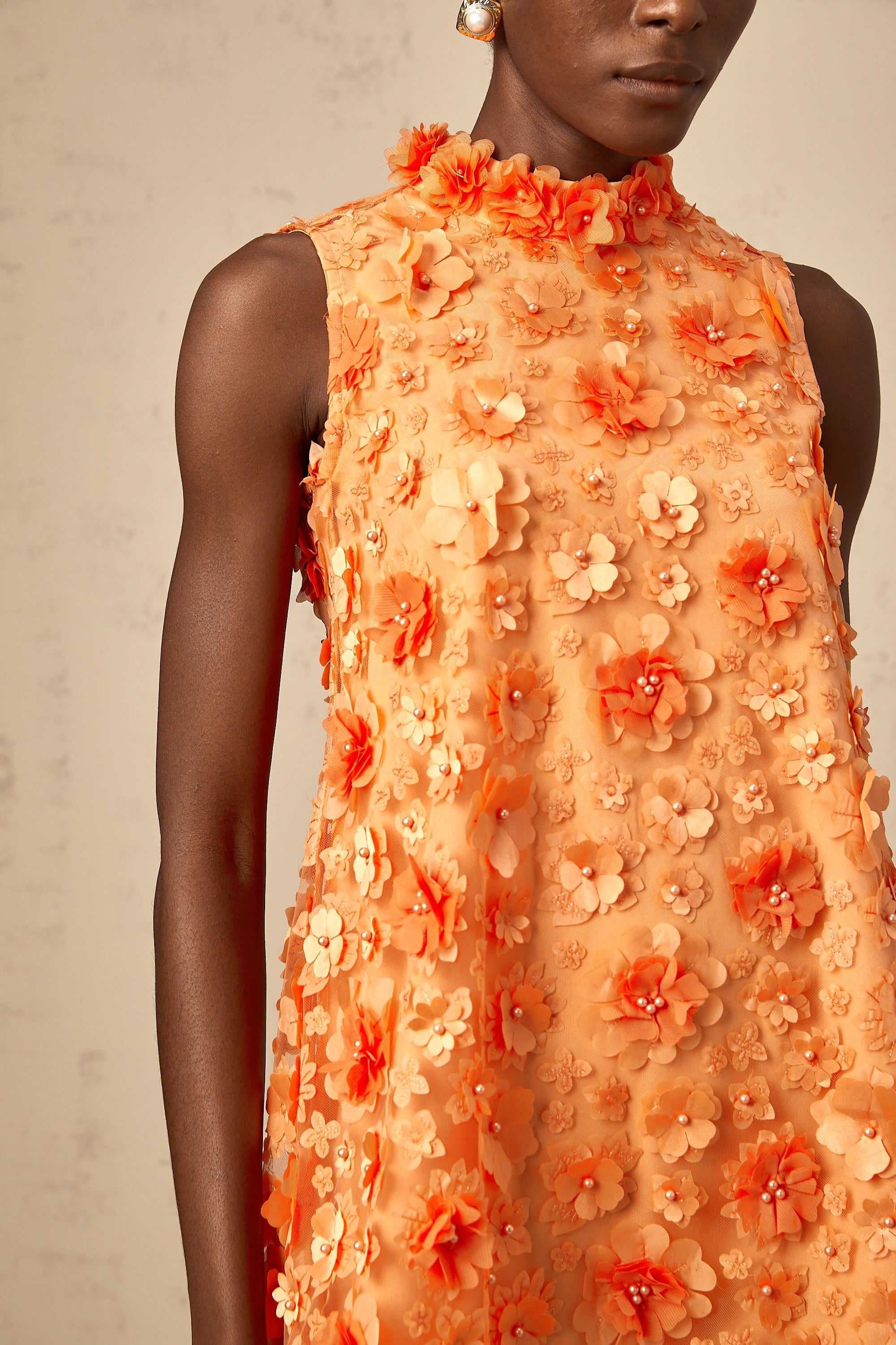 Orphée orange faux-flower mini dress (Final Sale-US Only)