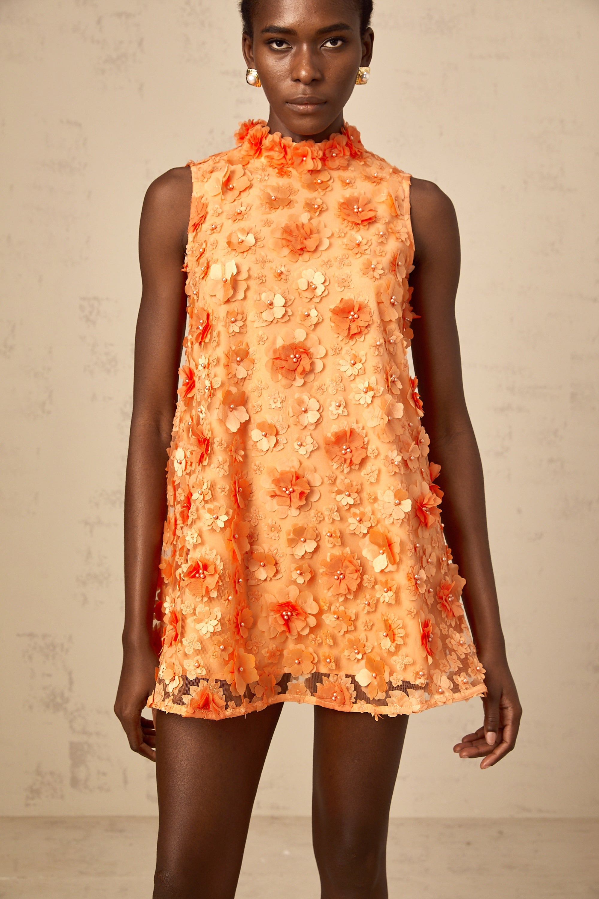 Orphée orange faux-flower mini dress (Final Sale-US Only)