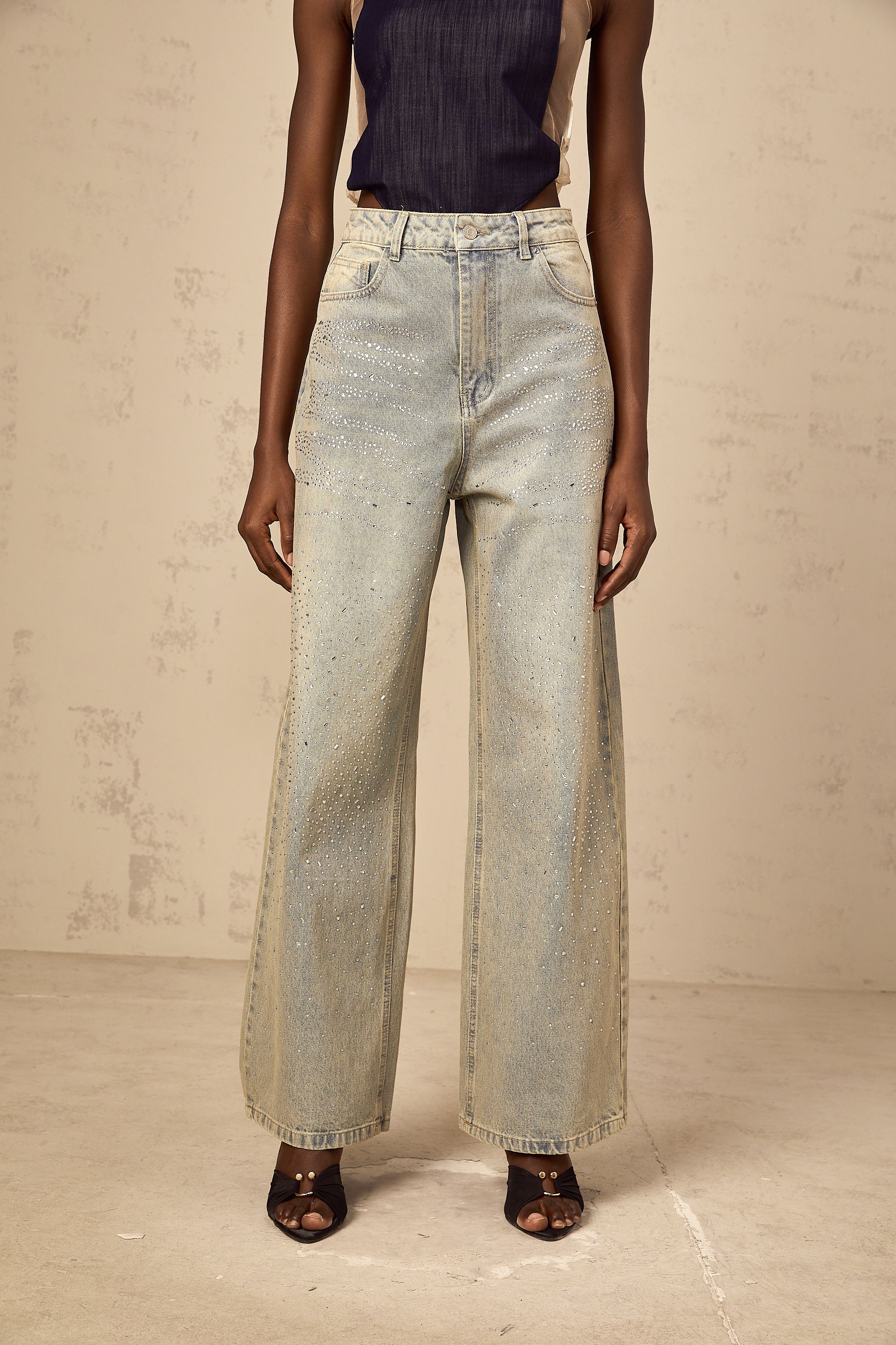 Irina light-blue rhinestone denim jeans