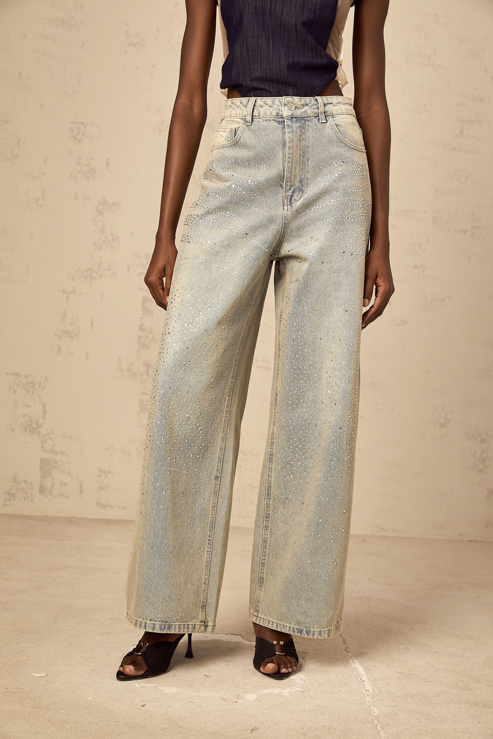 Irina light-blue rhinestone denim jeans