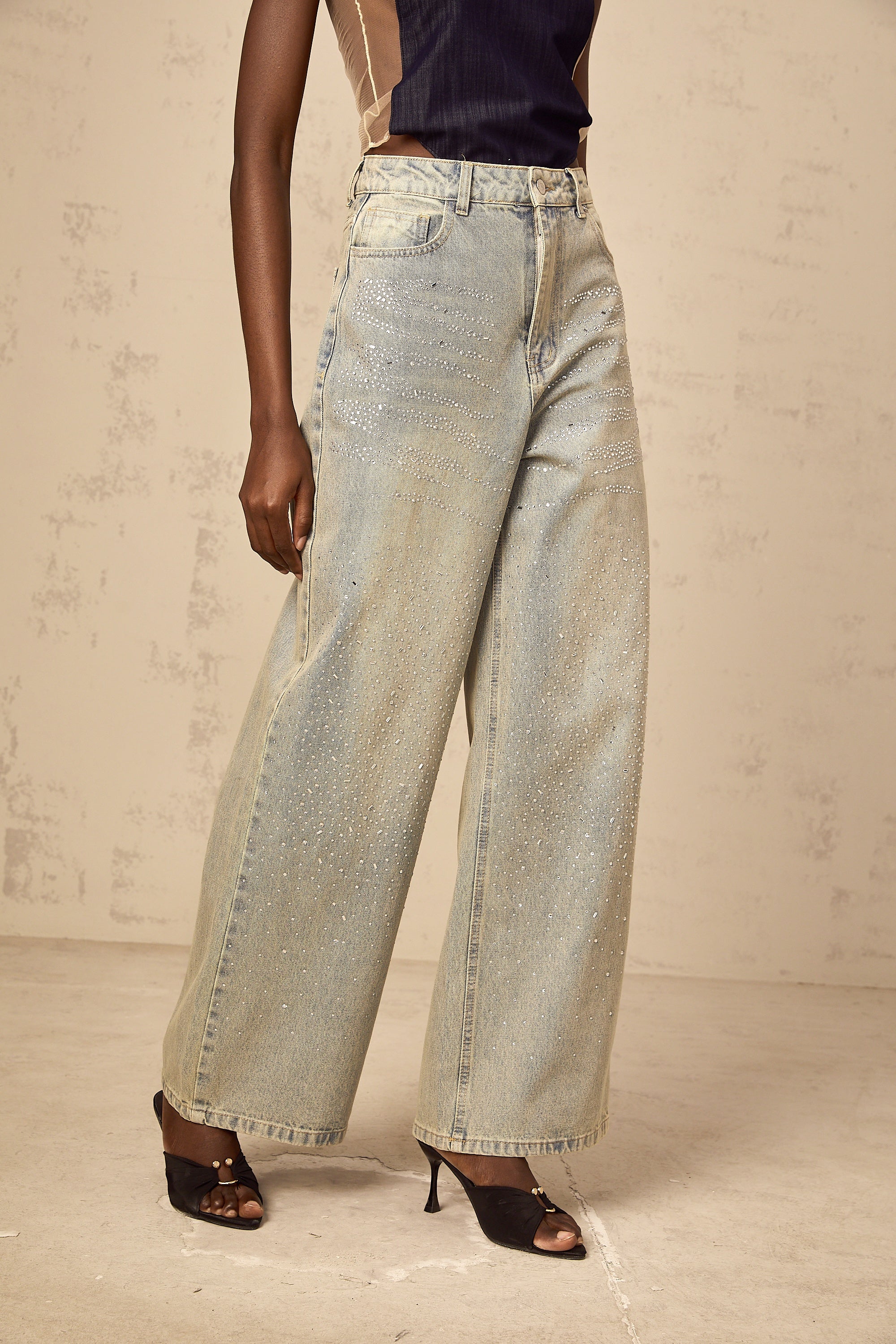 Irina light-blue rhinestone denim jeans