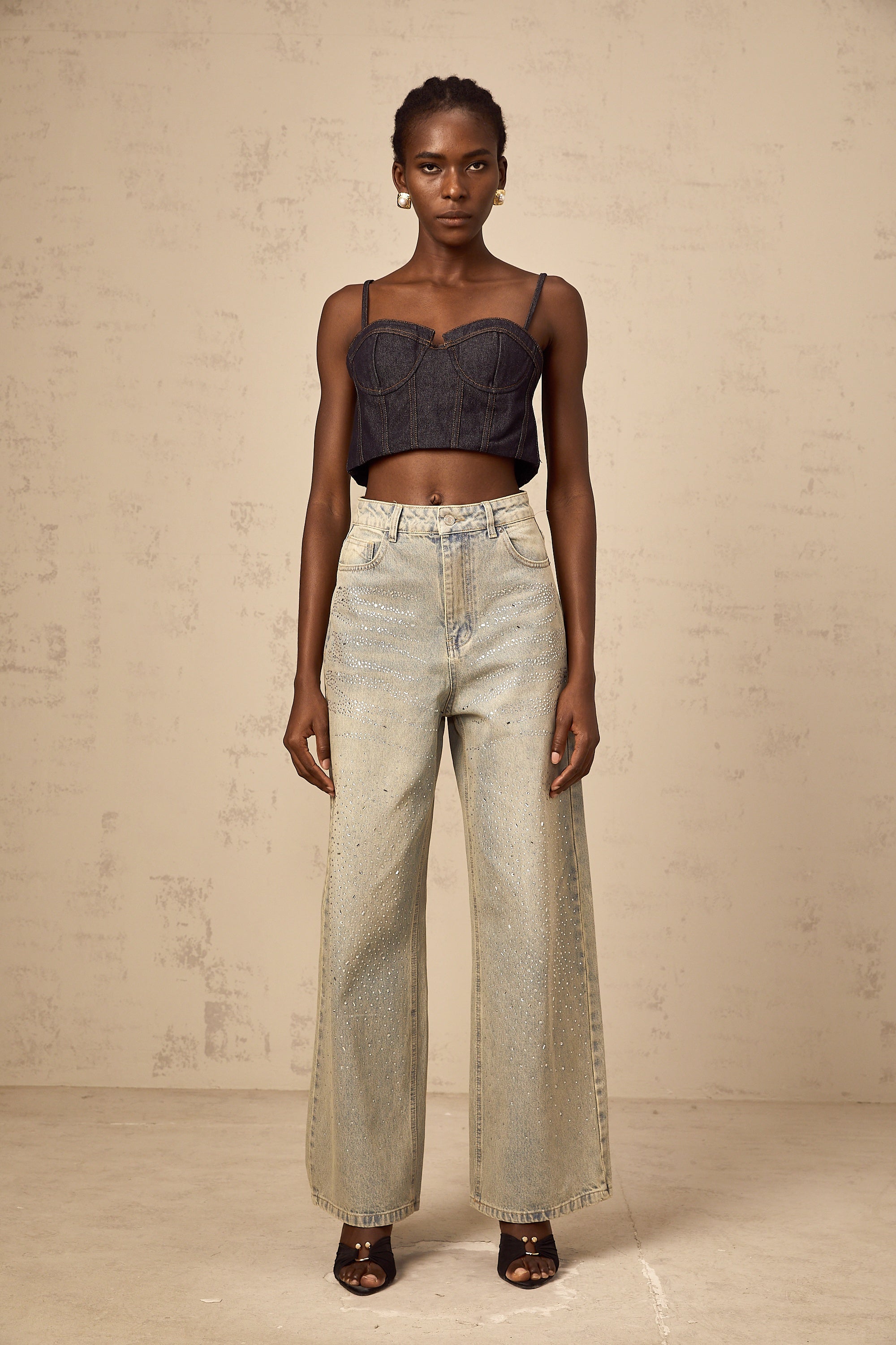 Irina light-blue rhinestone denim jeans