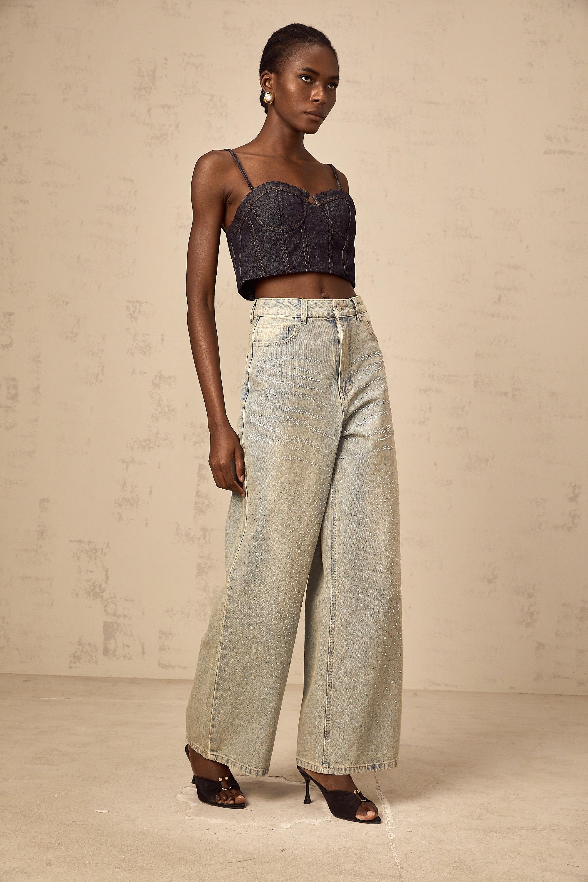 Irina light-blue rhinestone denim jeans