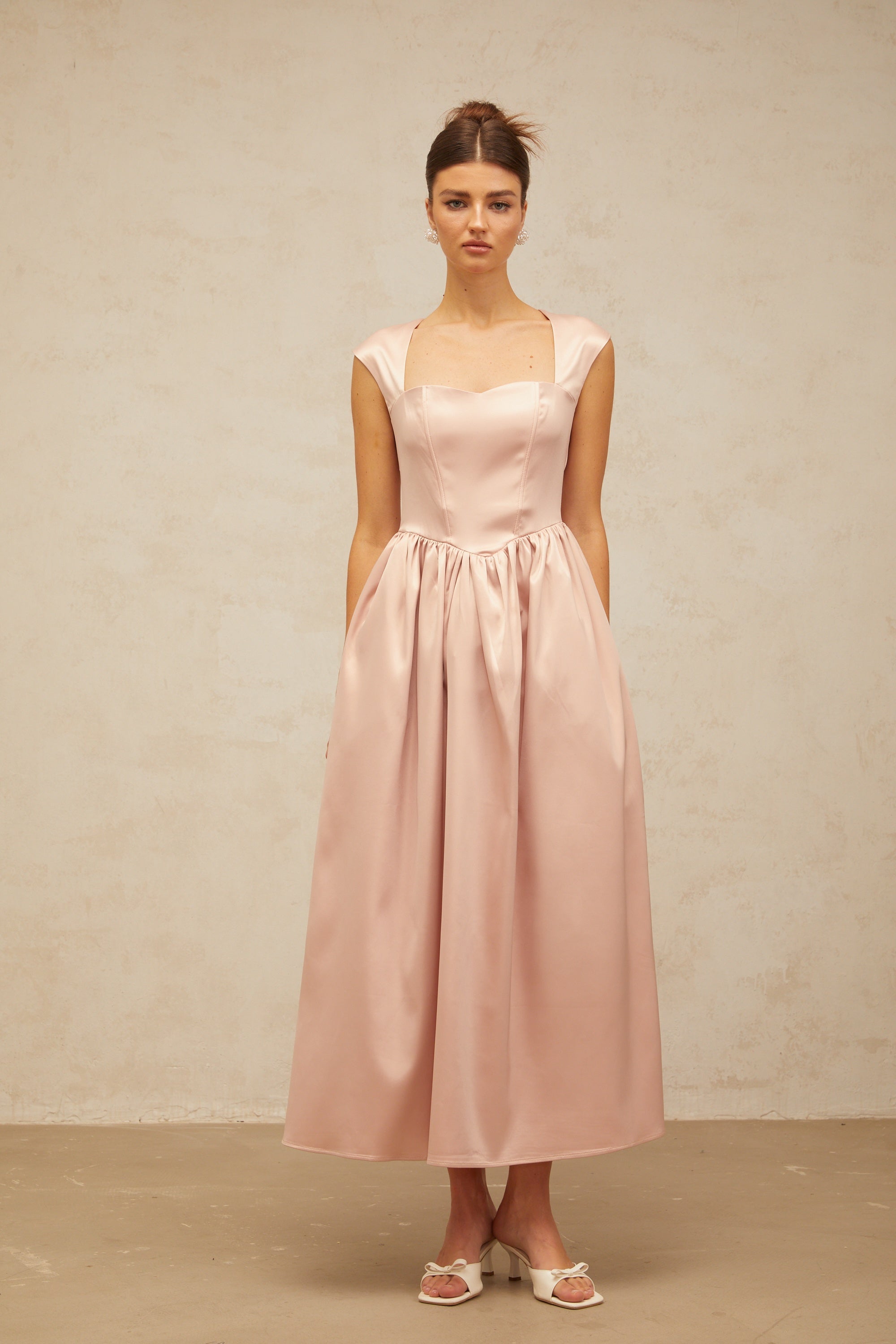 Madeleine pink A-line satin midi dress (Final Sale-US Only)