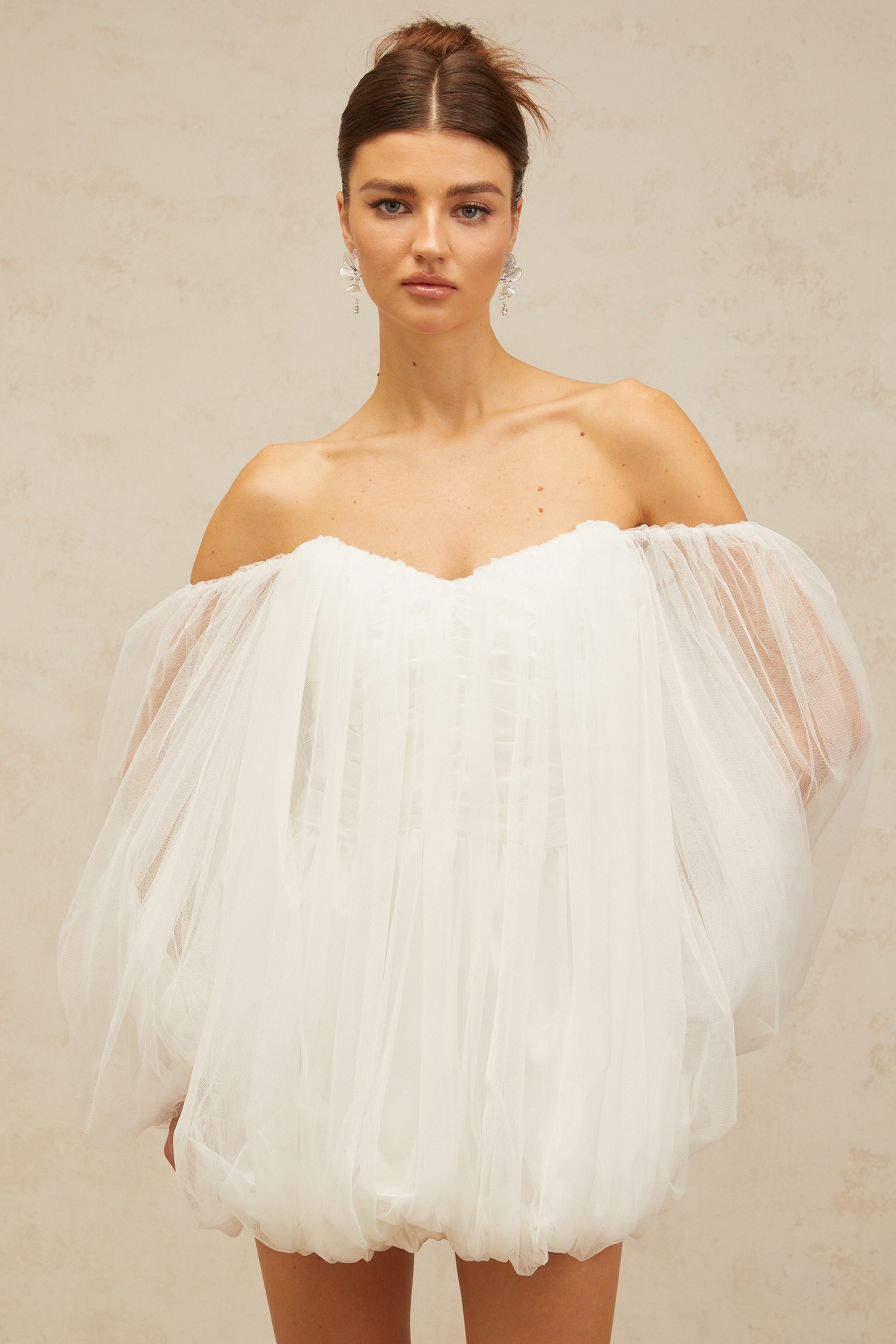 Avril layered bubble tulle mini dress in White (Final Sale-US Only)