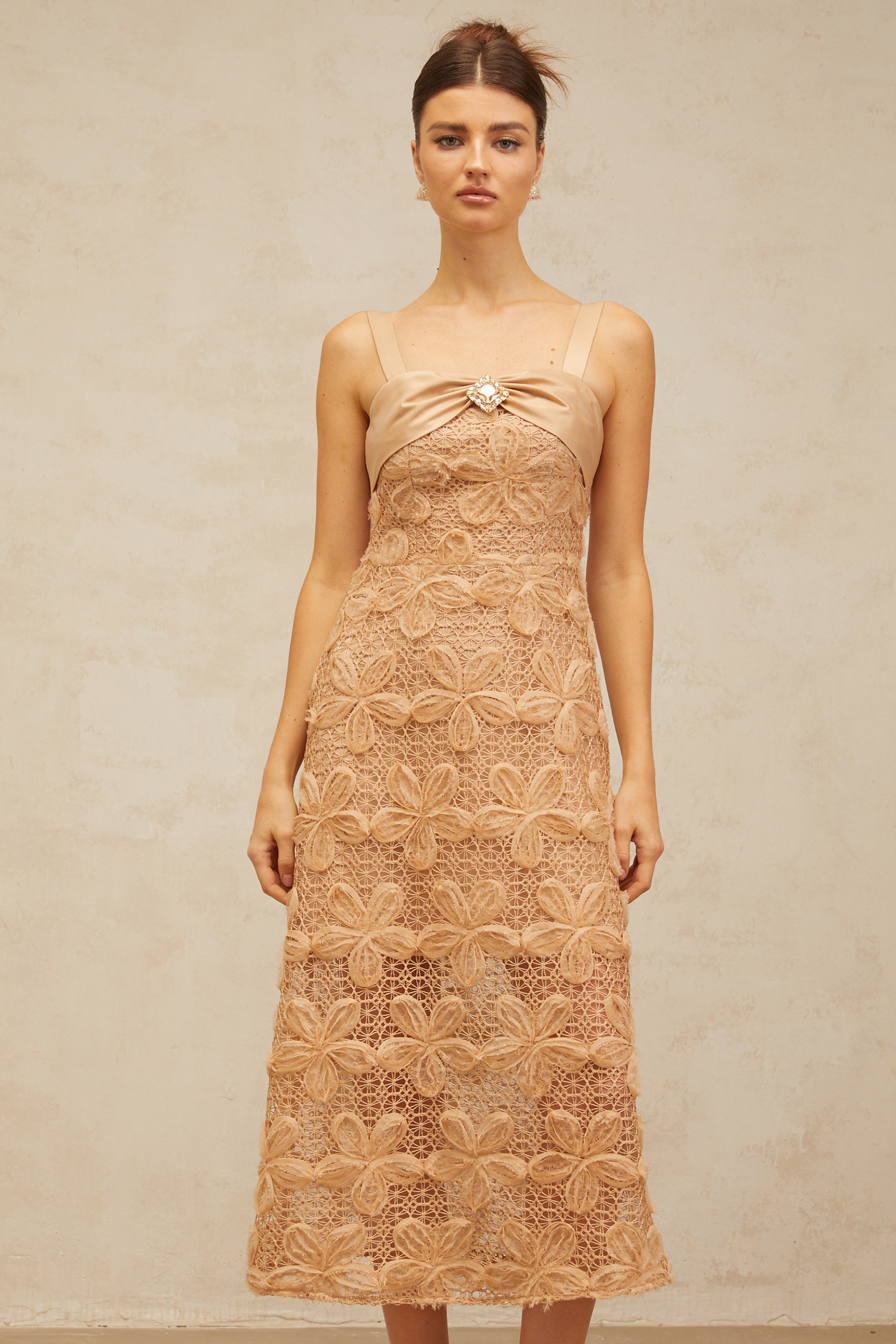 Salomé embellished corded-lace midi dress