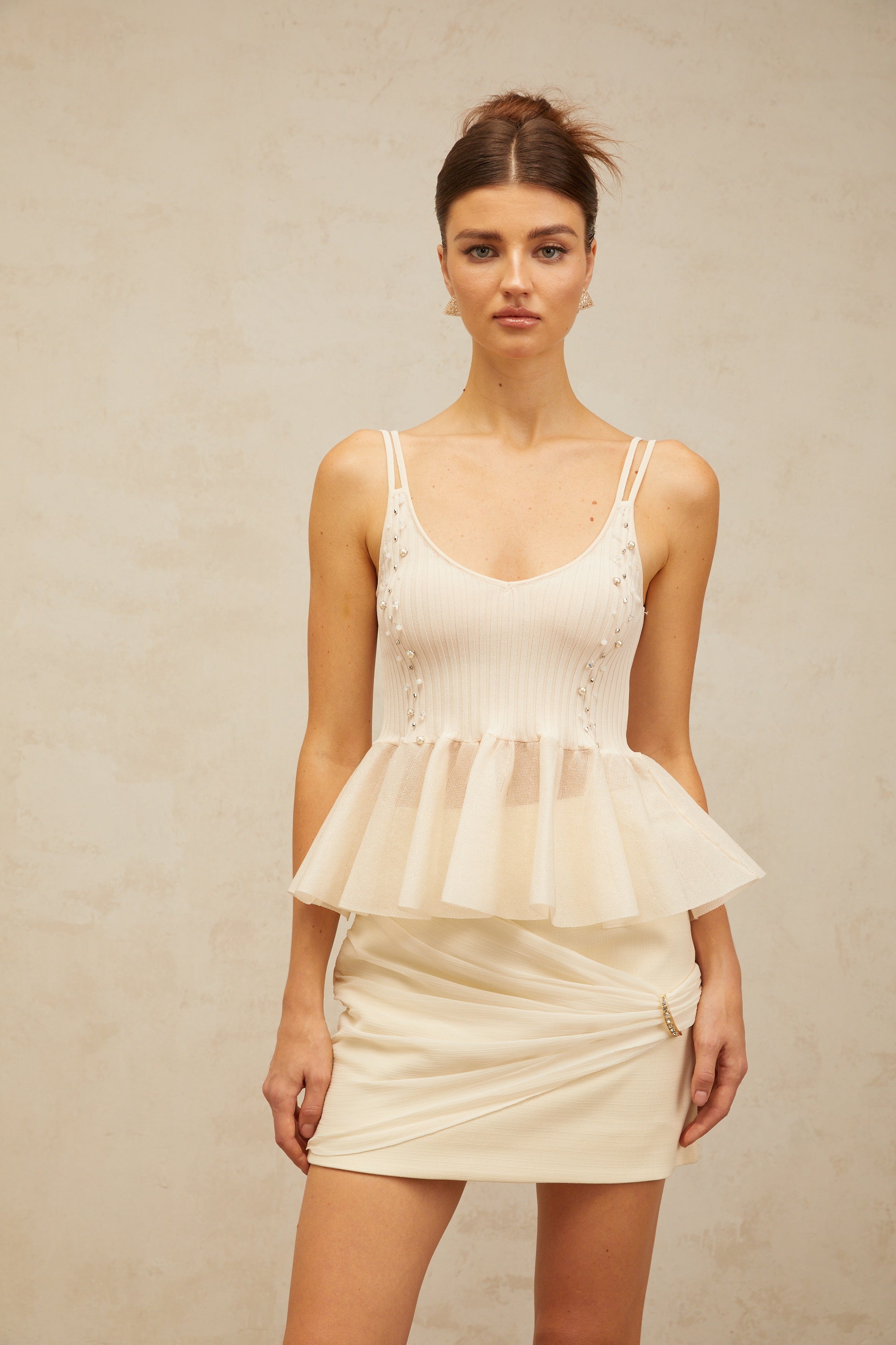 Blanche neutrals peplum knitted vest top