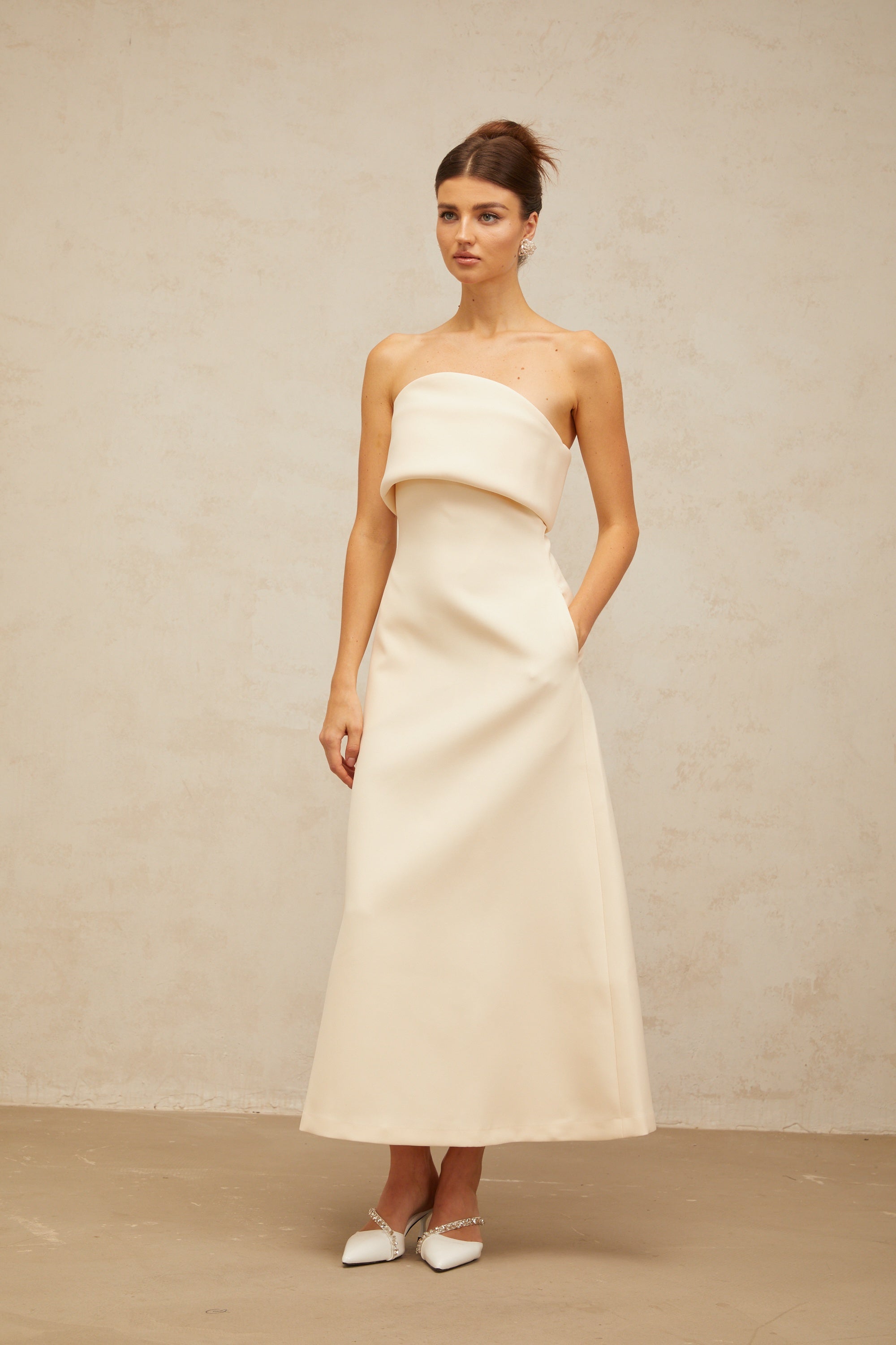 Raphaëlle white folded corset midi dress (Final Sale-US Only)