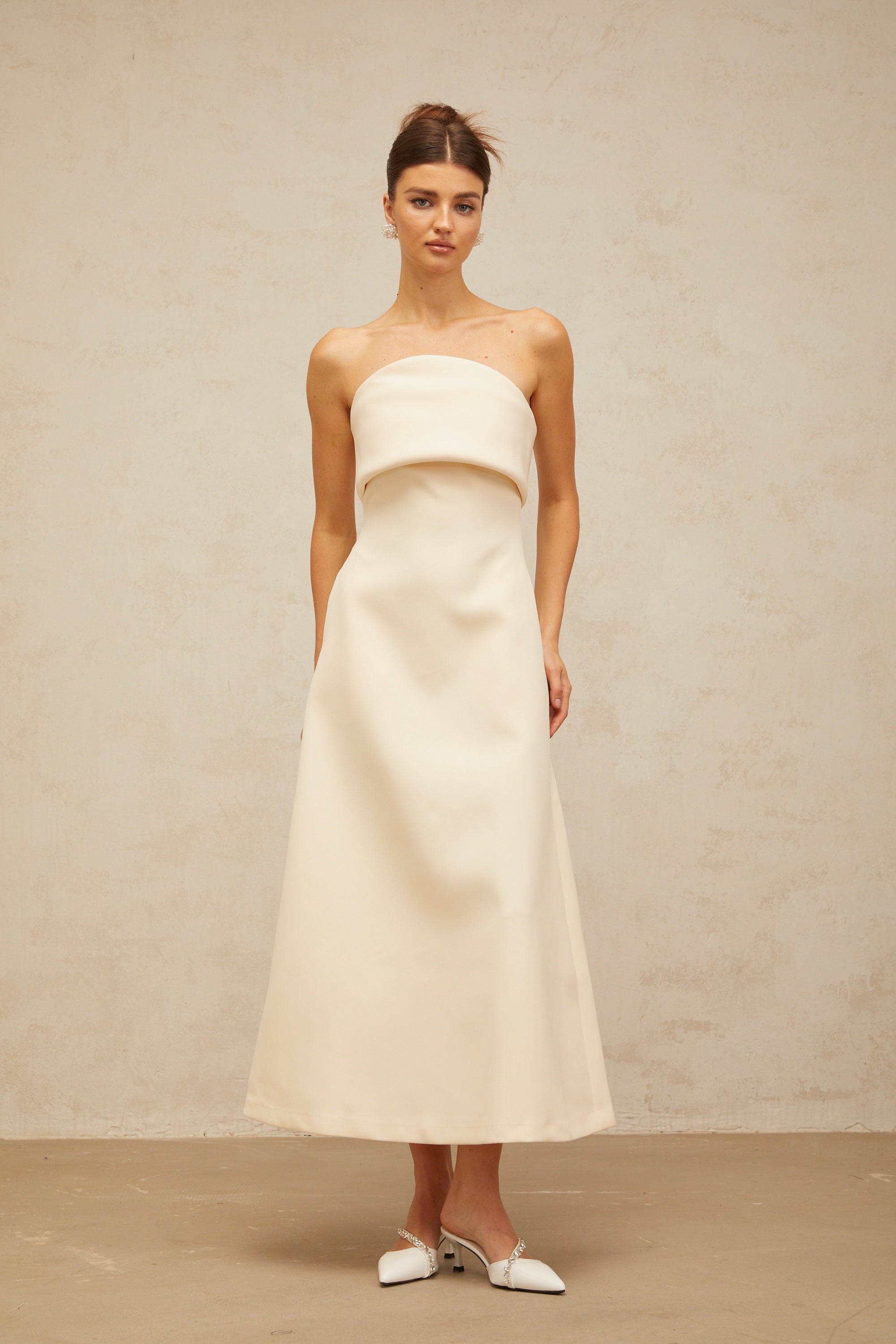 Raphaëlle white folded corset midi dress (Final Sale-US Only)