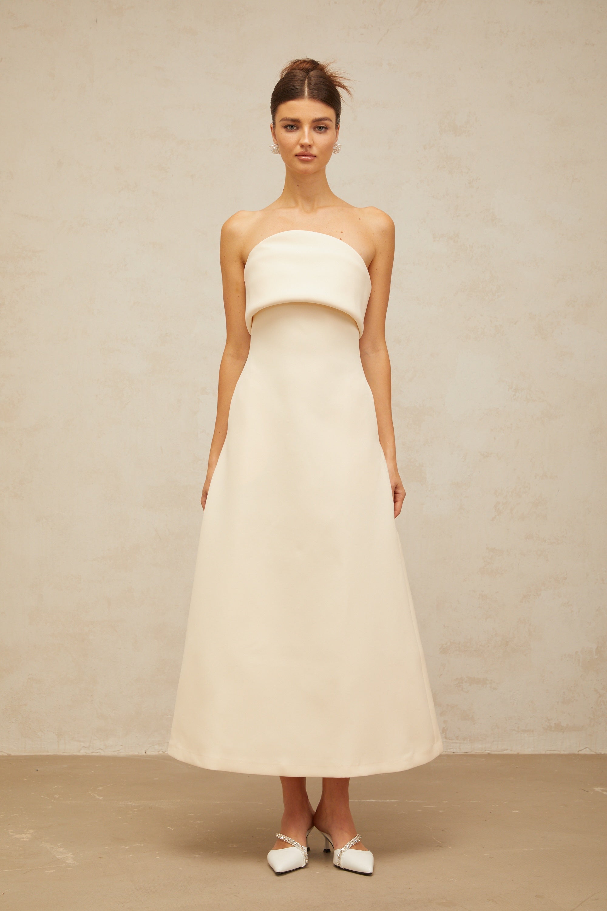 Raphaëlle white folded corset midi dress (Final Sale-US Only)