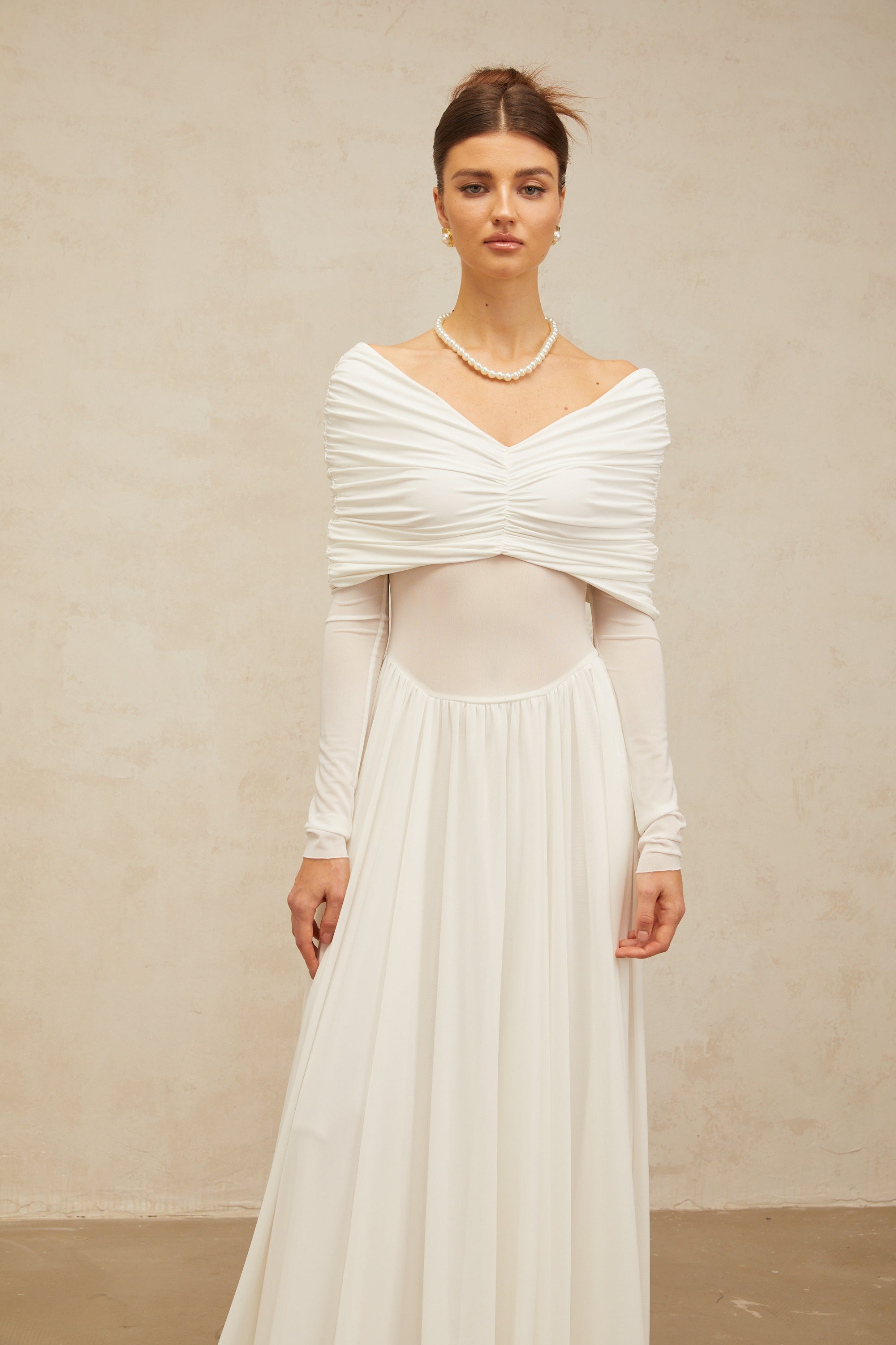 Vérane White Draped-detail Ruched Maxi Dress (Final Sale)