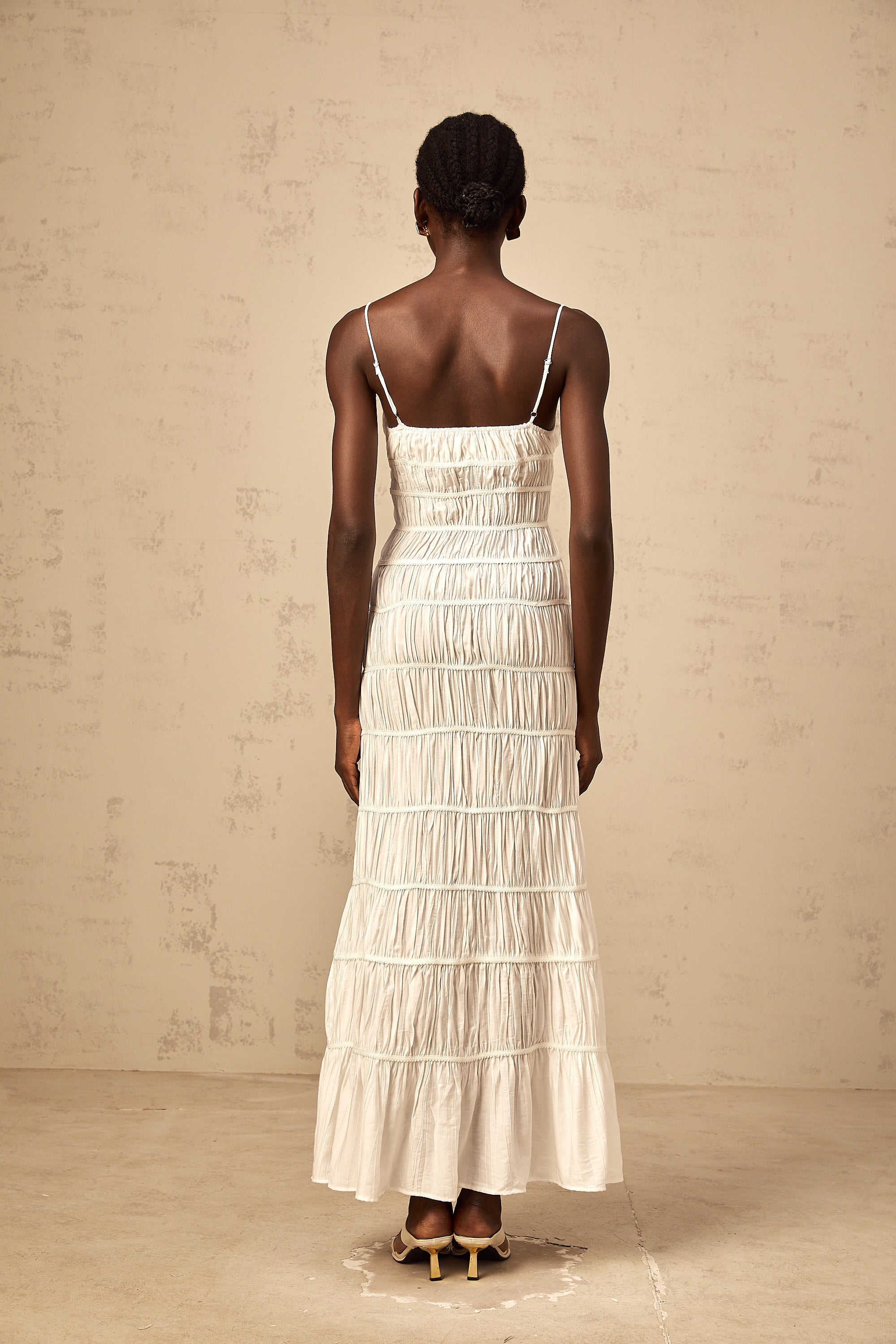 Aglaé white bowknot smocked maxi dress
