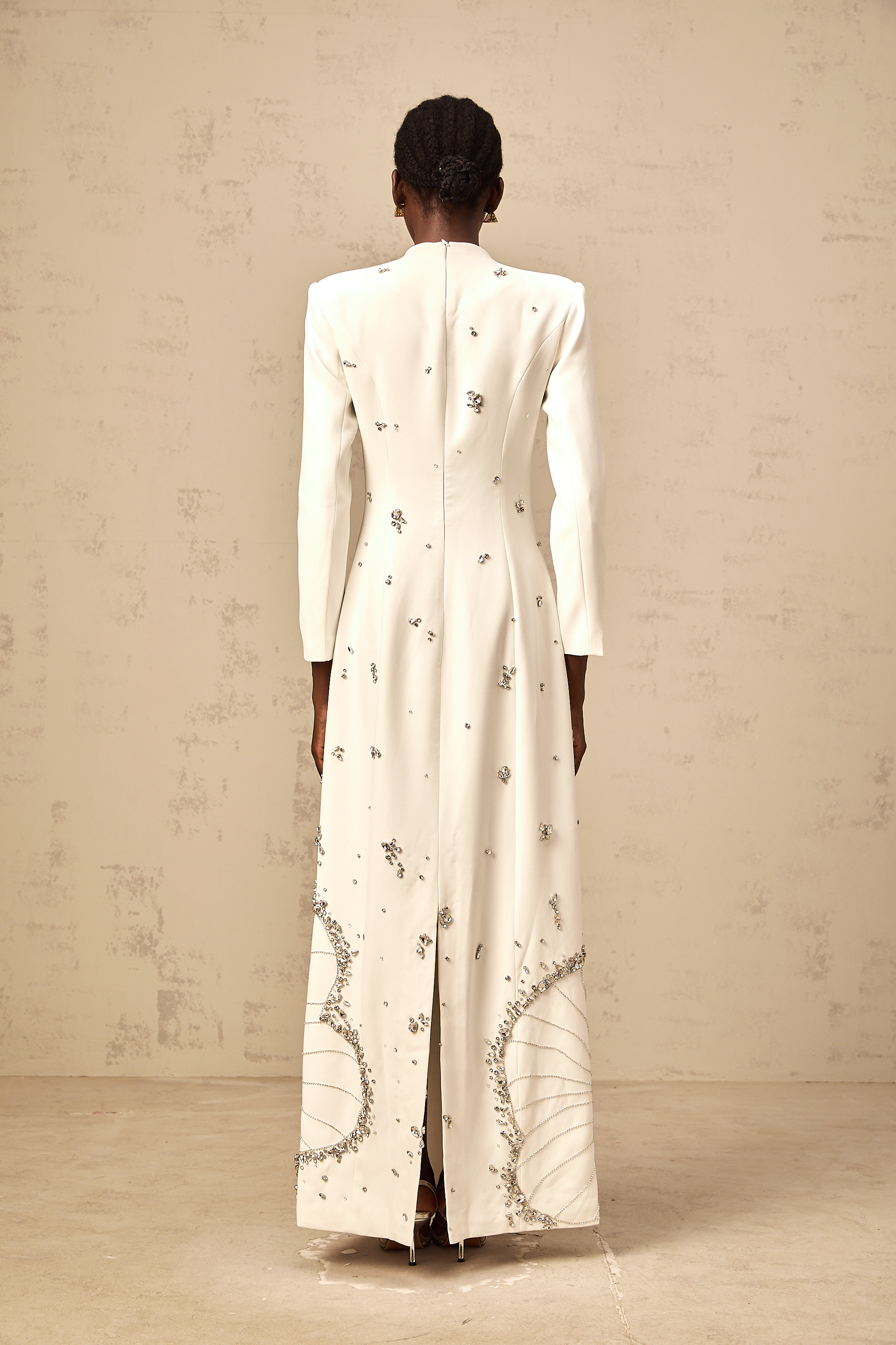 Daphné white lotus-motif embellished maxi dress (Final Sale-US Only)