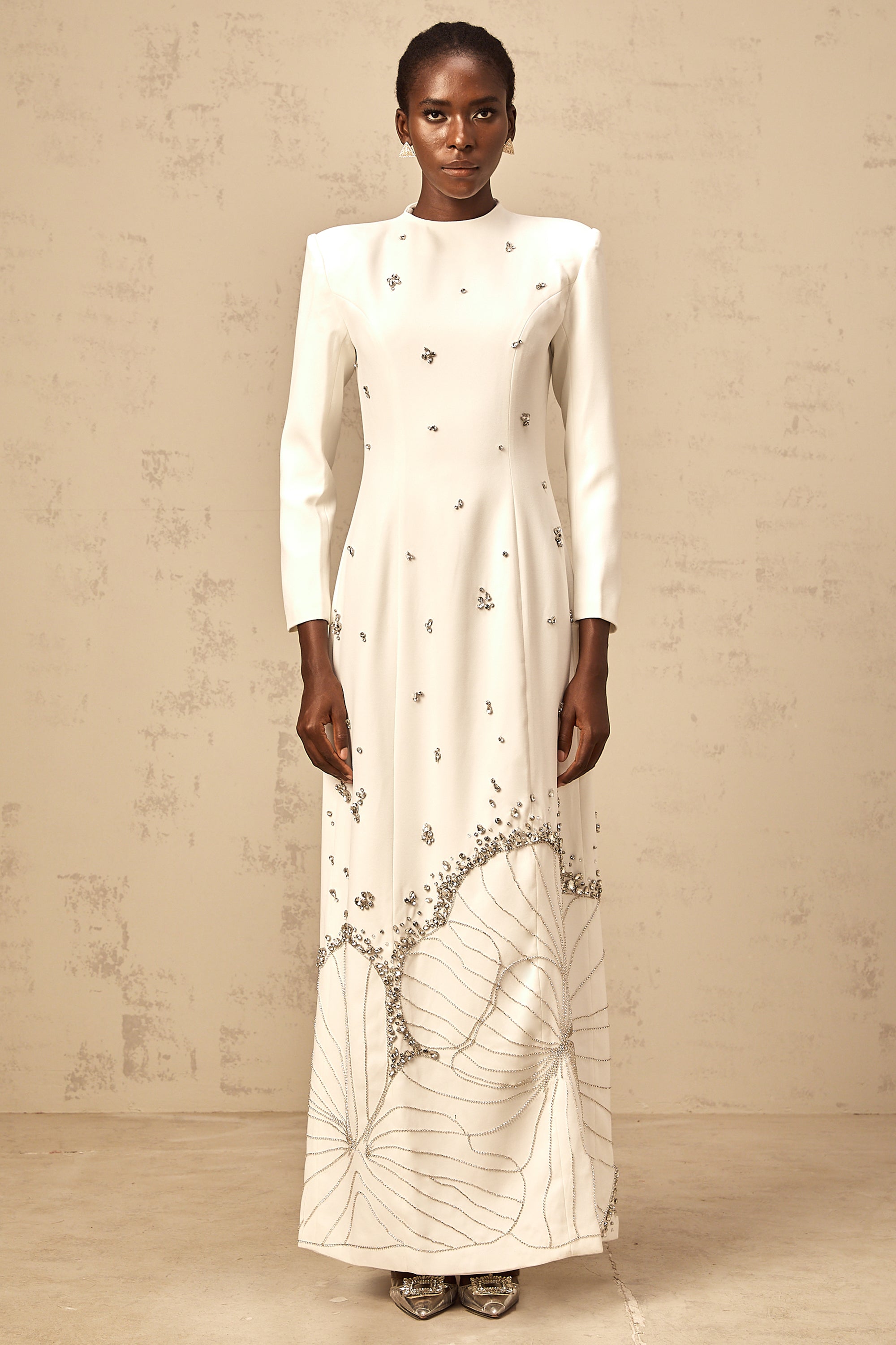 Daphné white lotus-motif embellished maxi dress (Final Sale-US Only)
