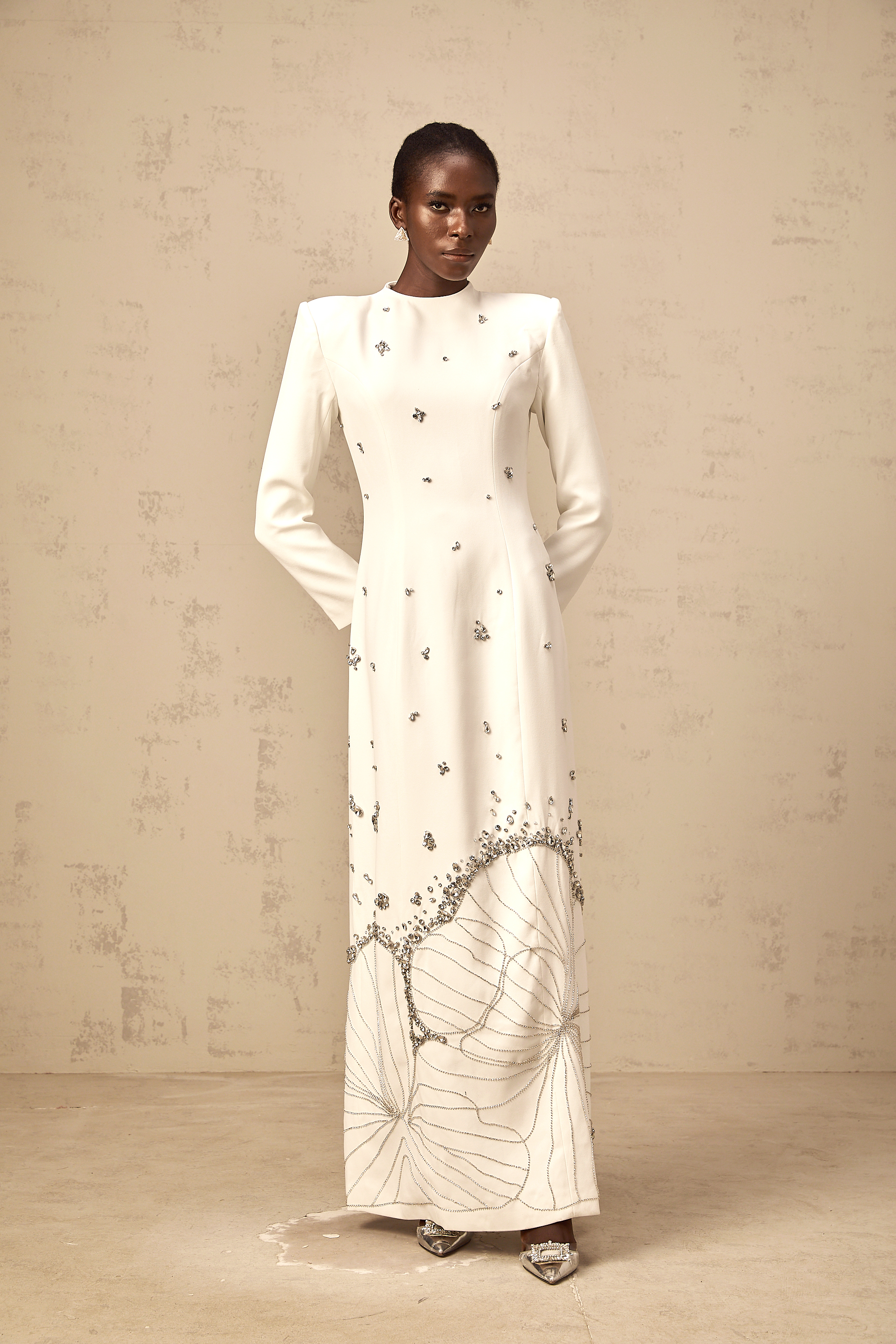 Daphné white lotus-motif embellished maxi dress (Final Sale-US Only)