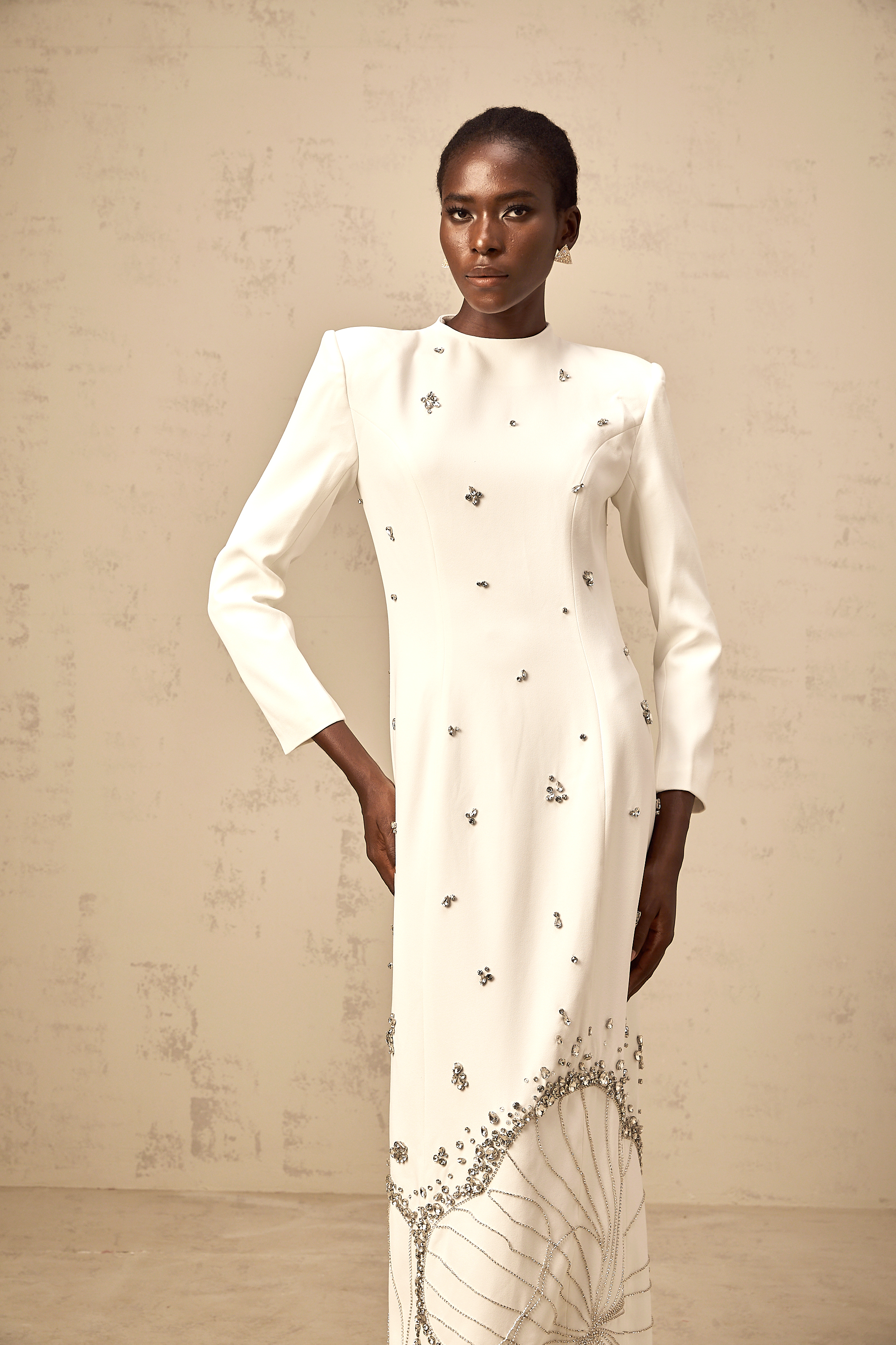 Daphné white lotus-motif embellished maxi dress (Final Sale-US Only)