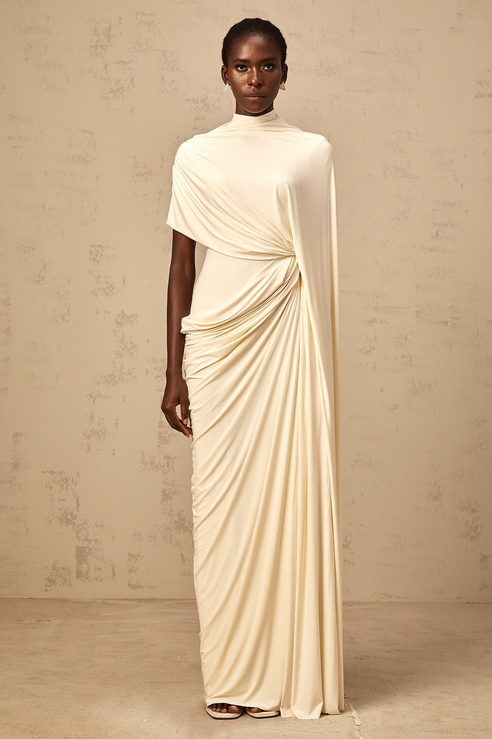 Fenella asymmetrical draped cape & dress matching set