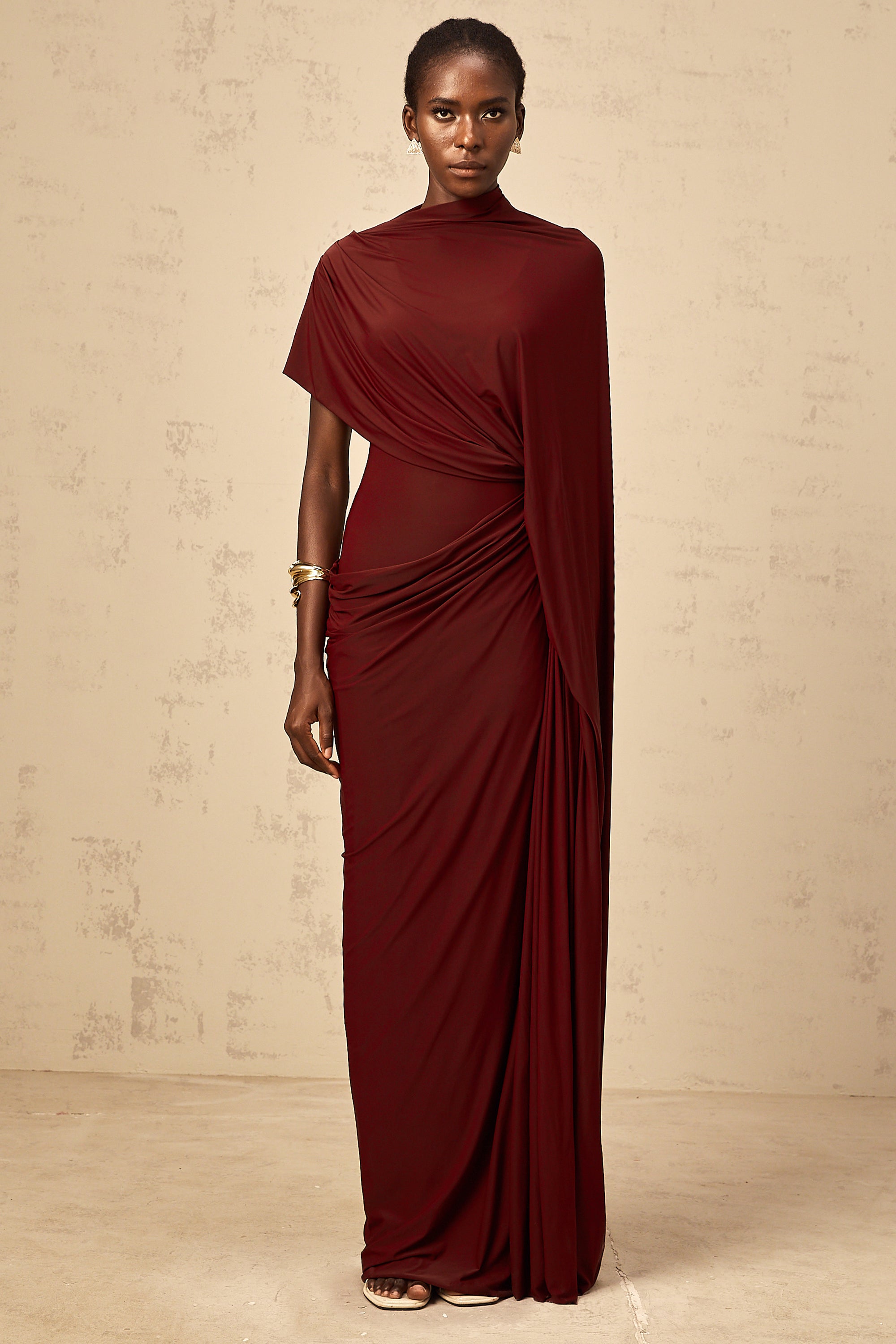 Fenella asymmetrical draped cape & dress matching set
