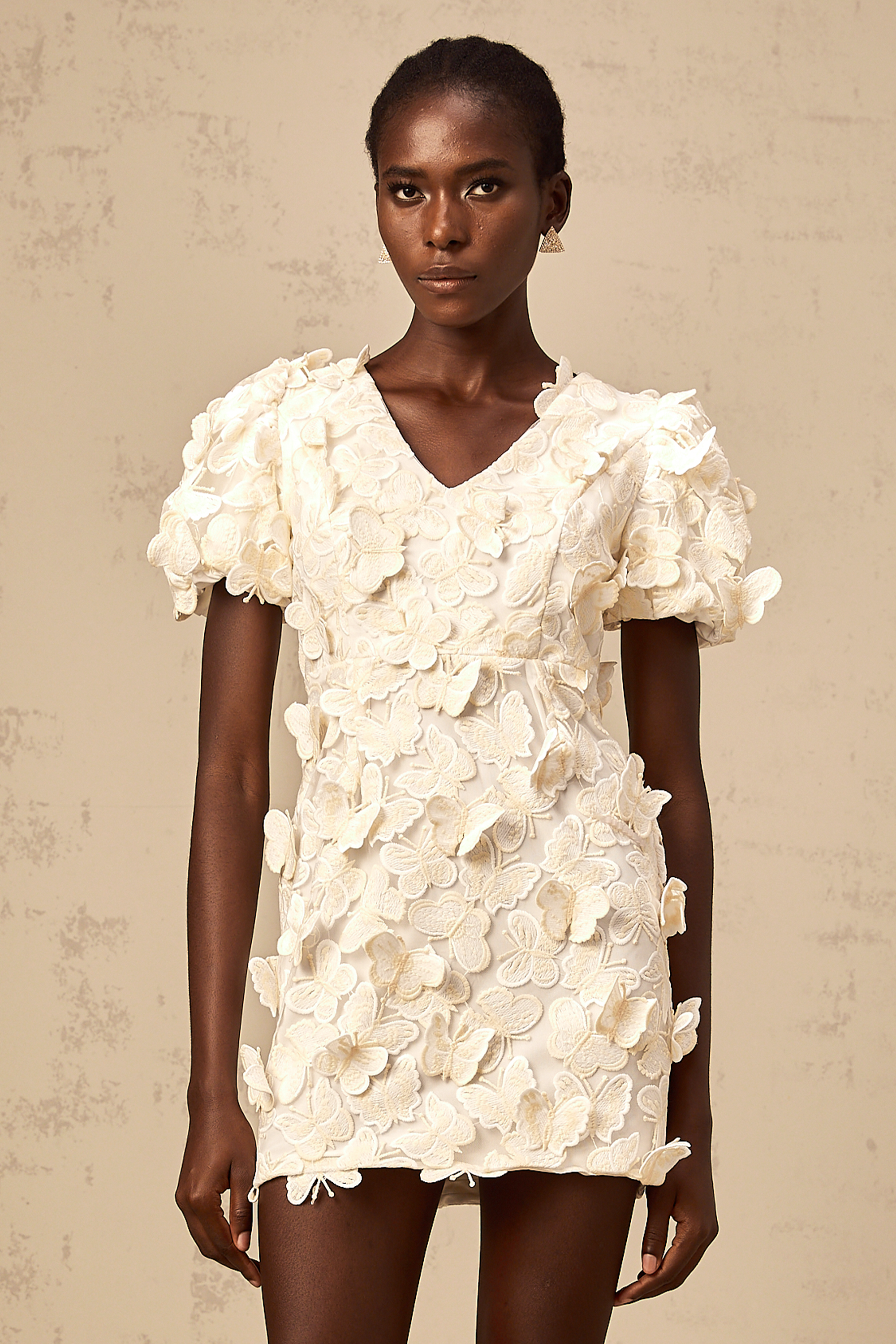Eugénie butterfly-appliqué A-line mini dress